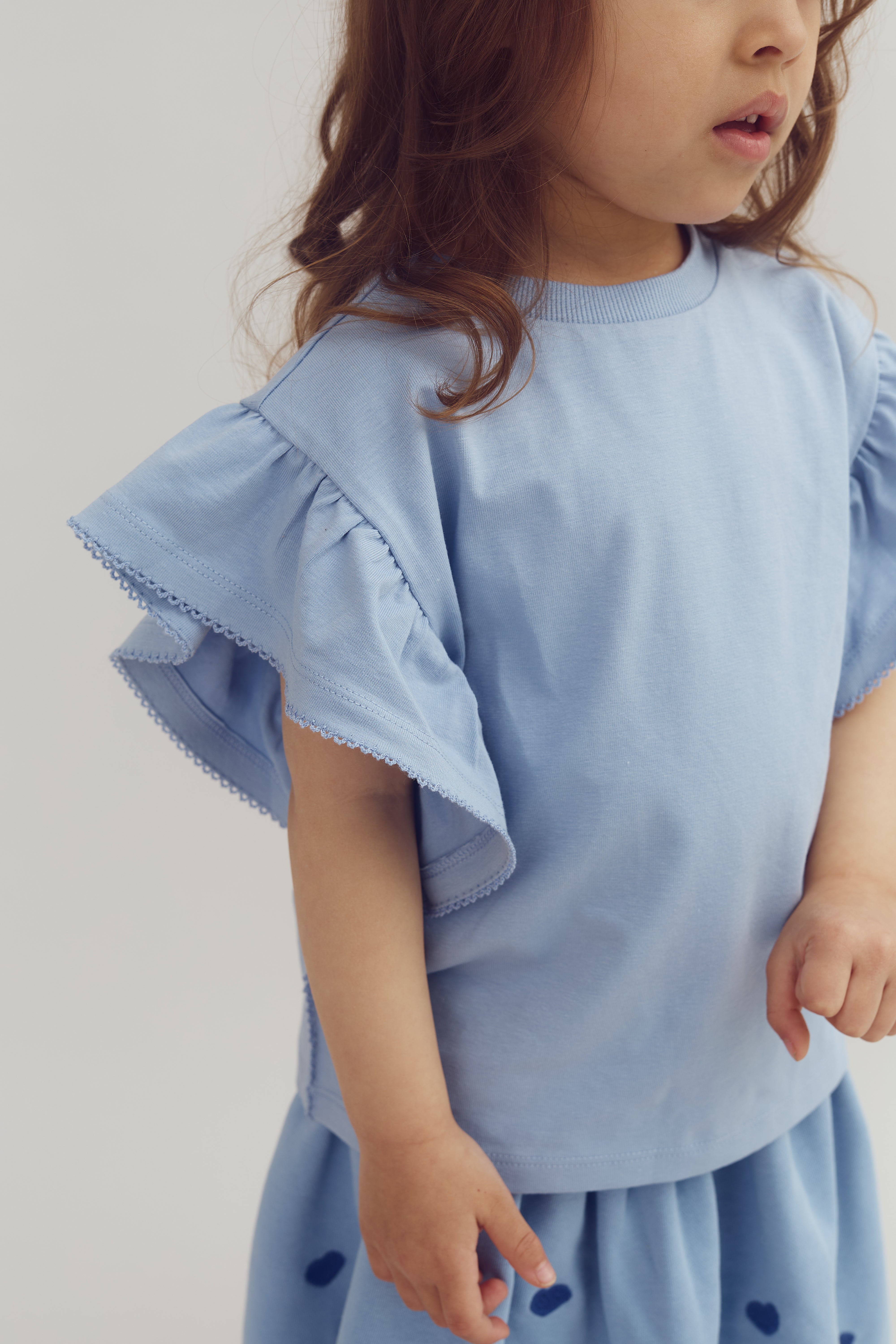 Rüschenshirt mit Picot-Stich - Blue | 100257 Vilde
