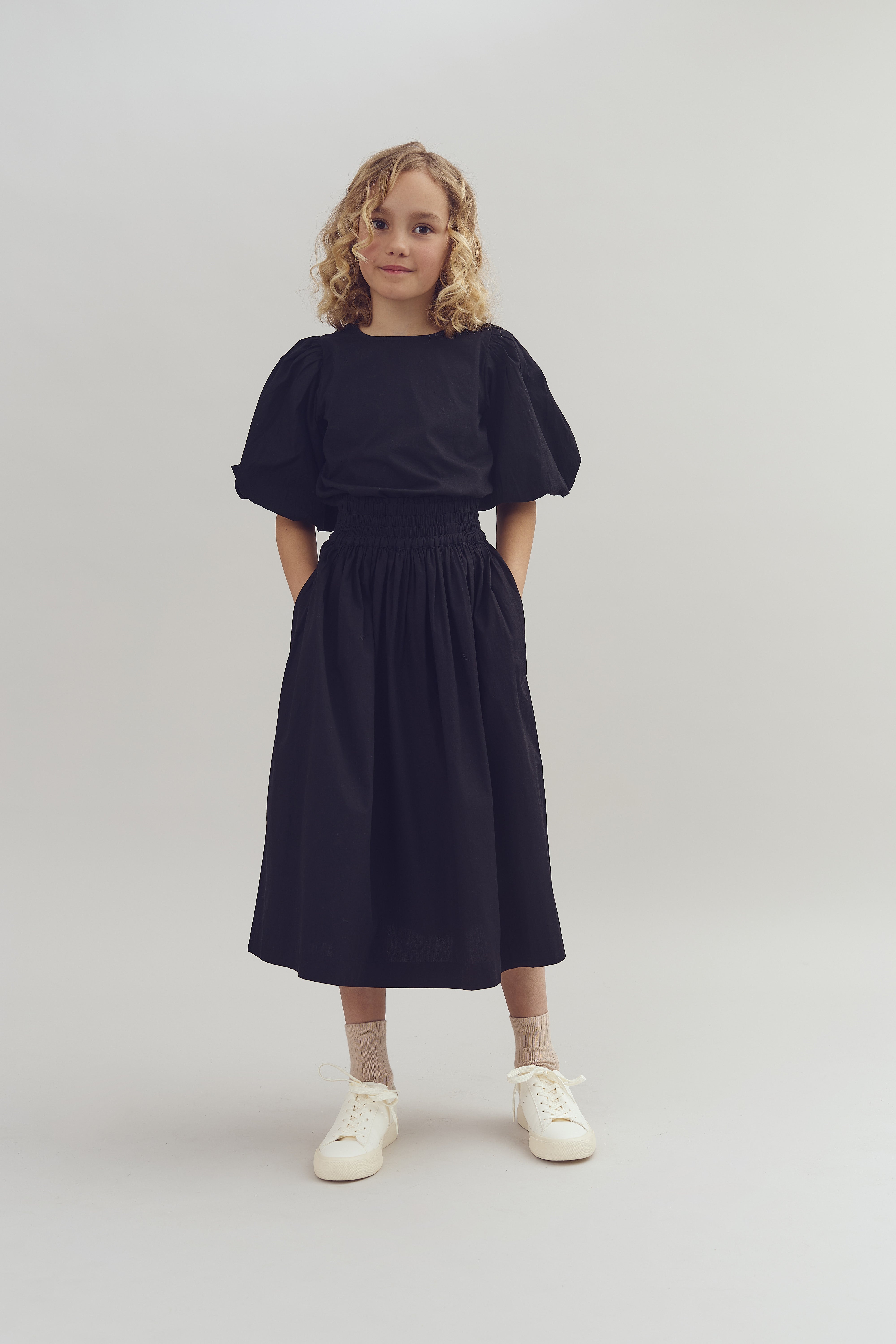 Bluse aus Popeline mit Ballonärmeln - Tween - Black | 100420 Laura