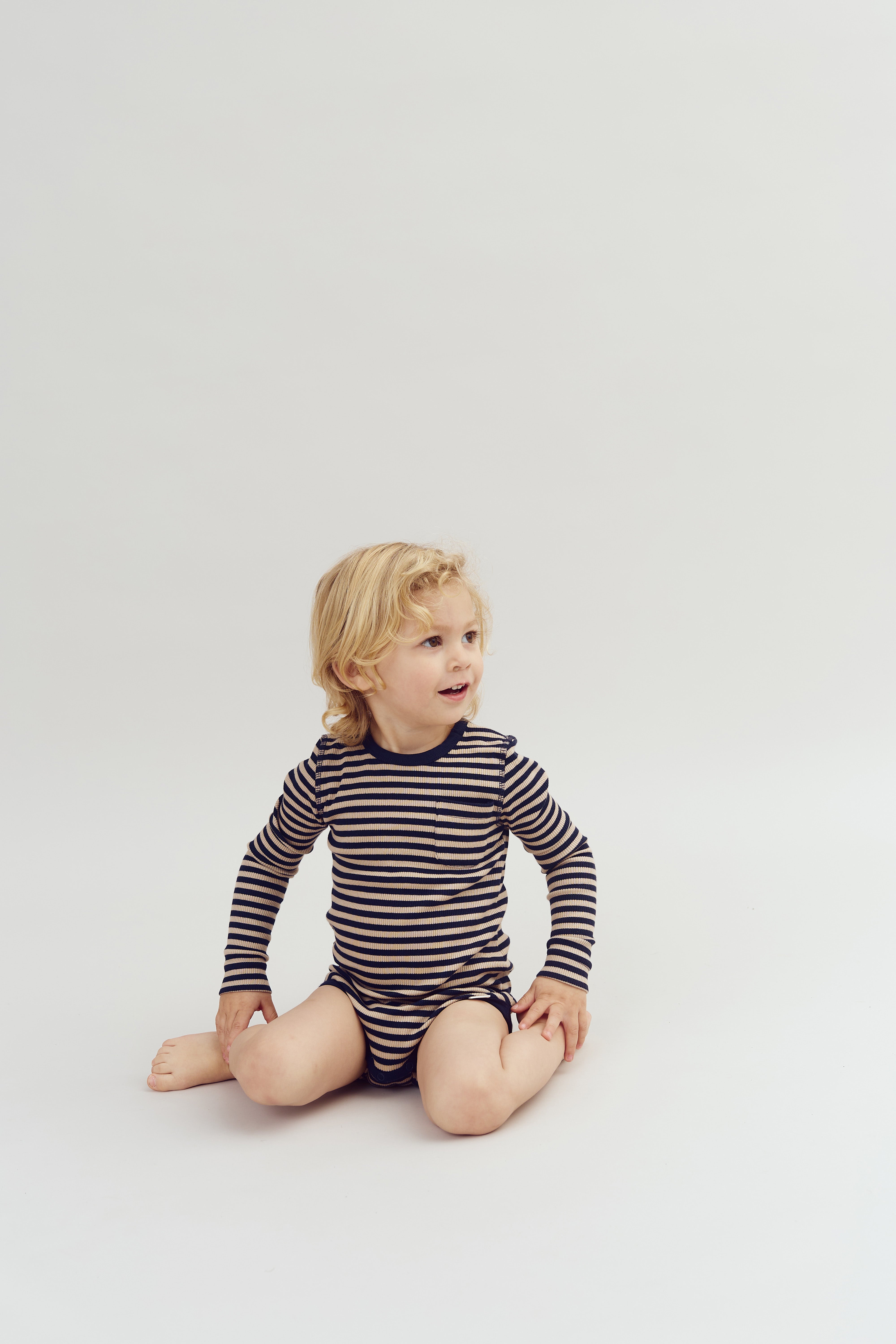 Gestreifter Basic-Ripp-Body - Little - Navy/Beige