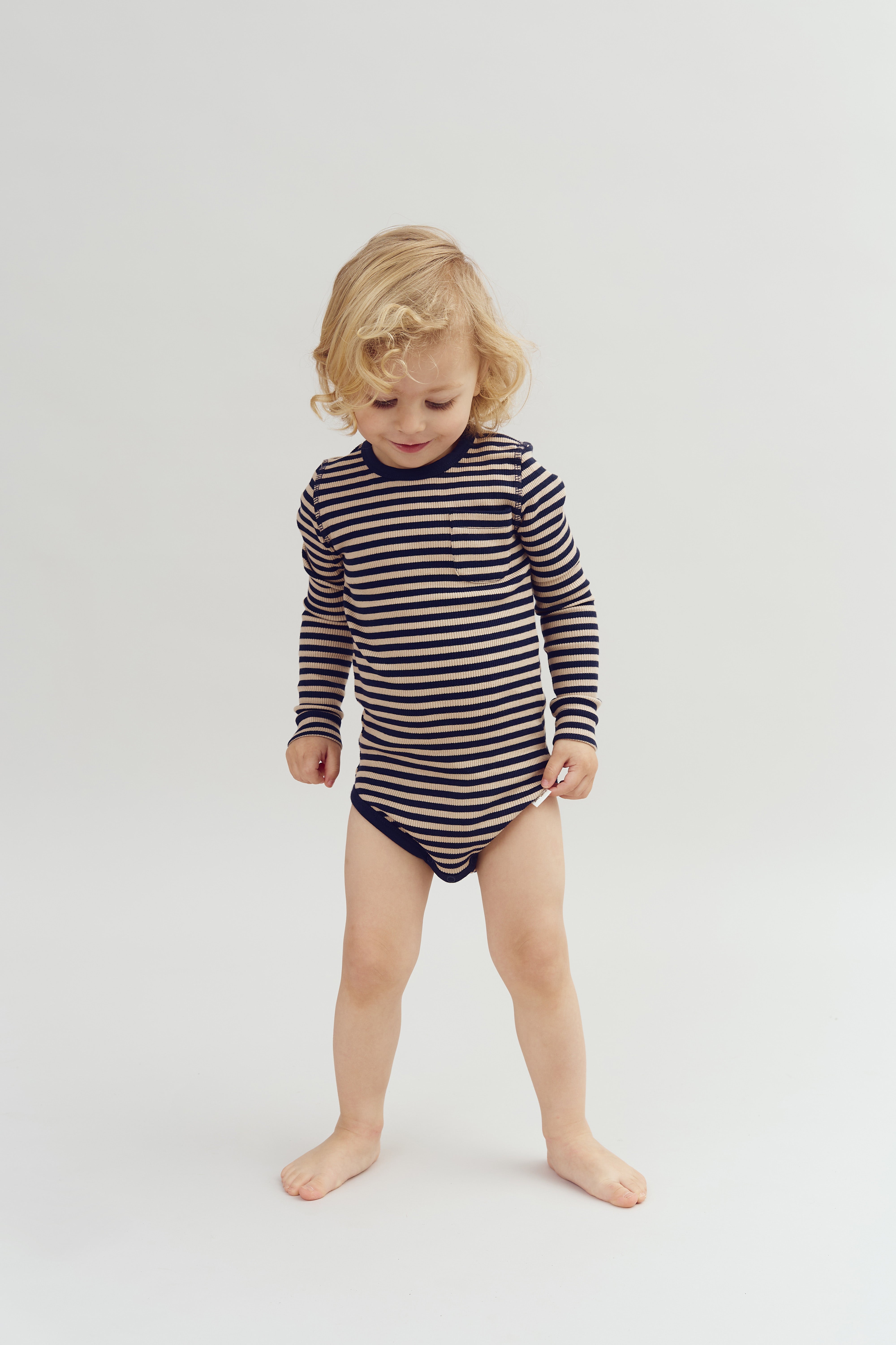 Gestreifter Basic-Ripp-Body - Little - Navy/Beige