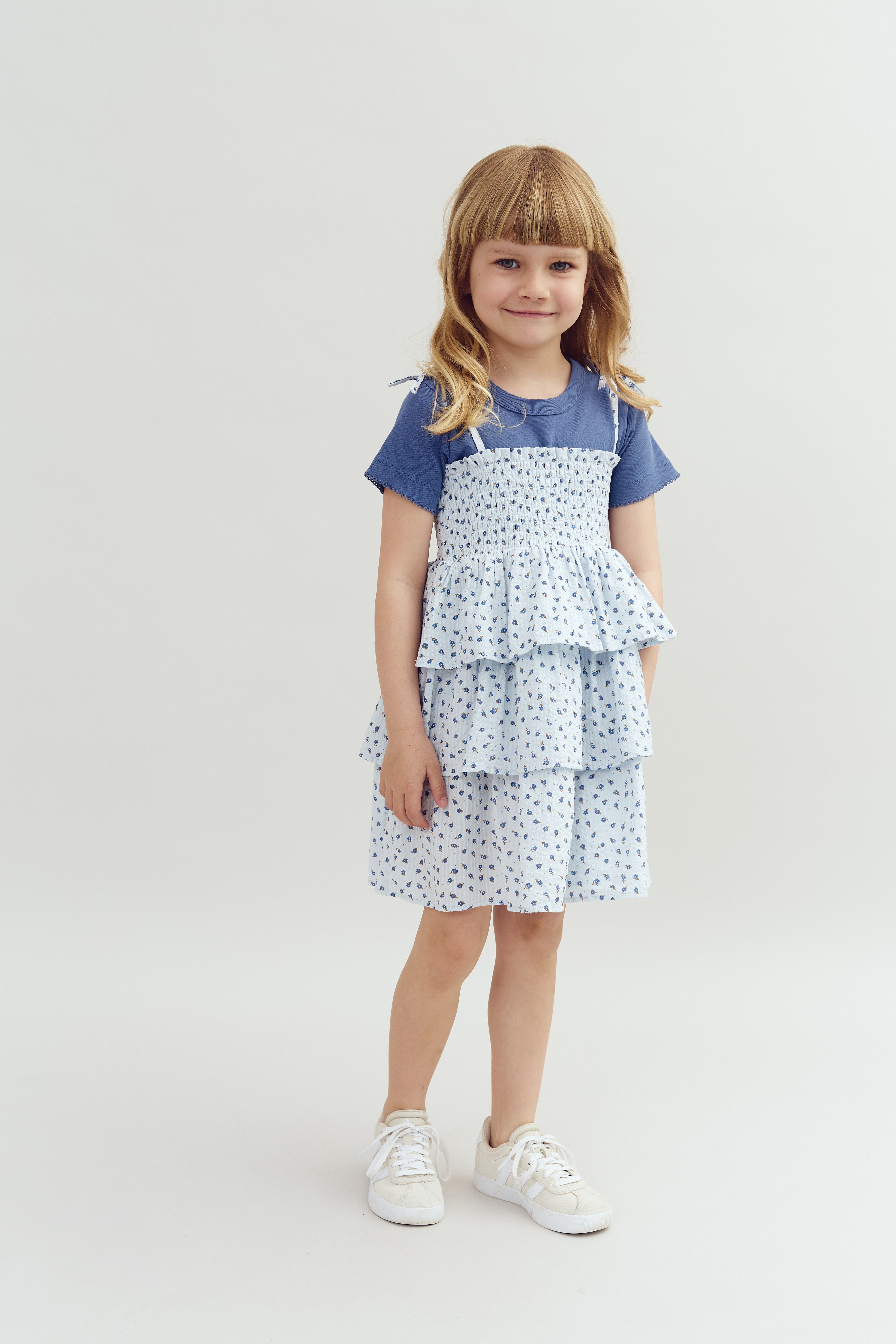 Tailliertes T-Shirt mit Picot-Stich - Dusty Cobalt | 100201 Tina