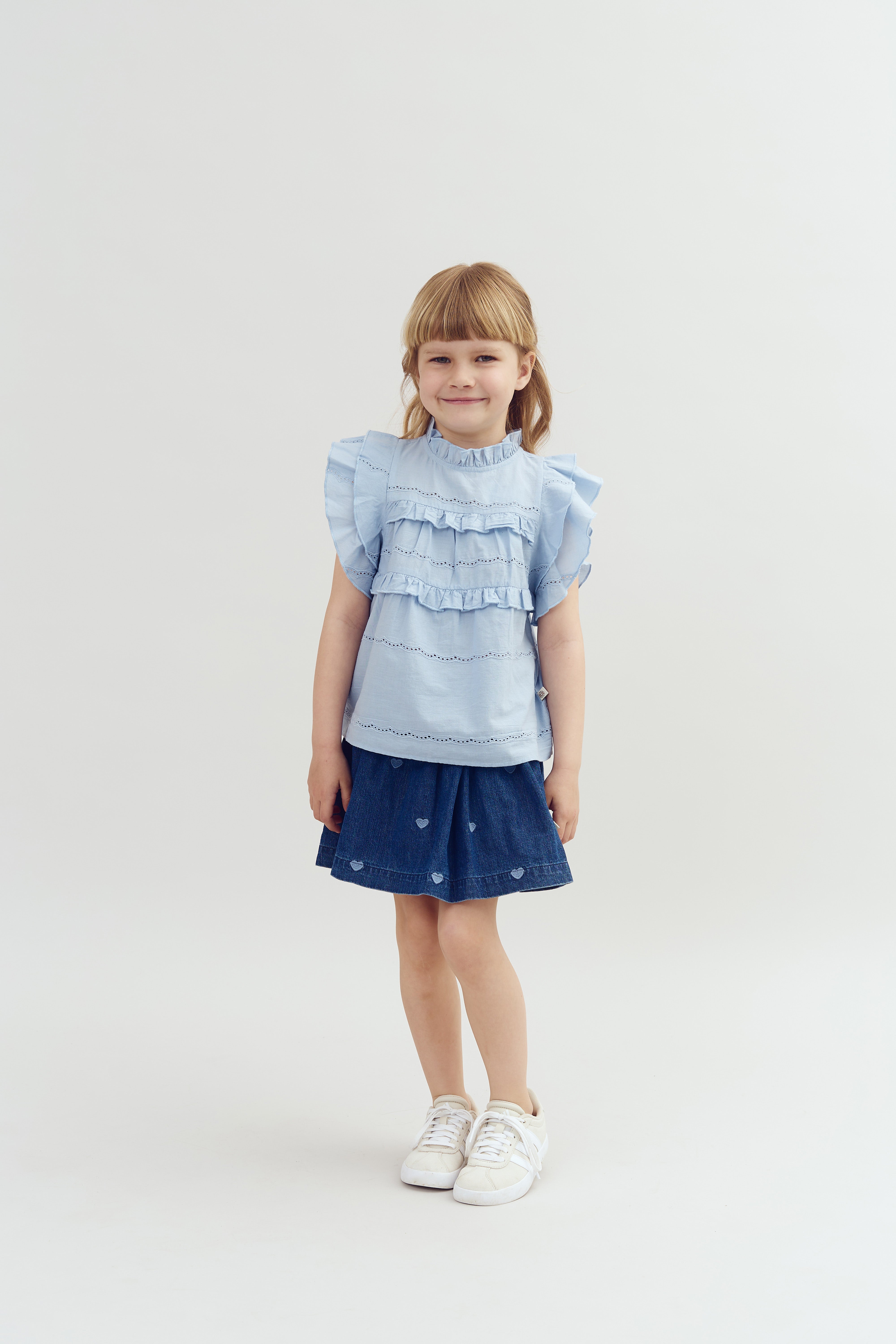 Ärmellose Rüschenbluse - Blue | 100484 Frida