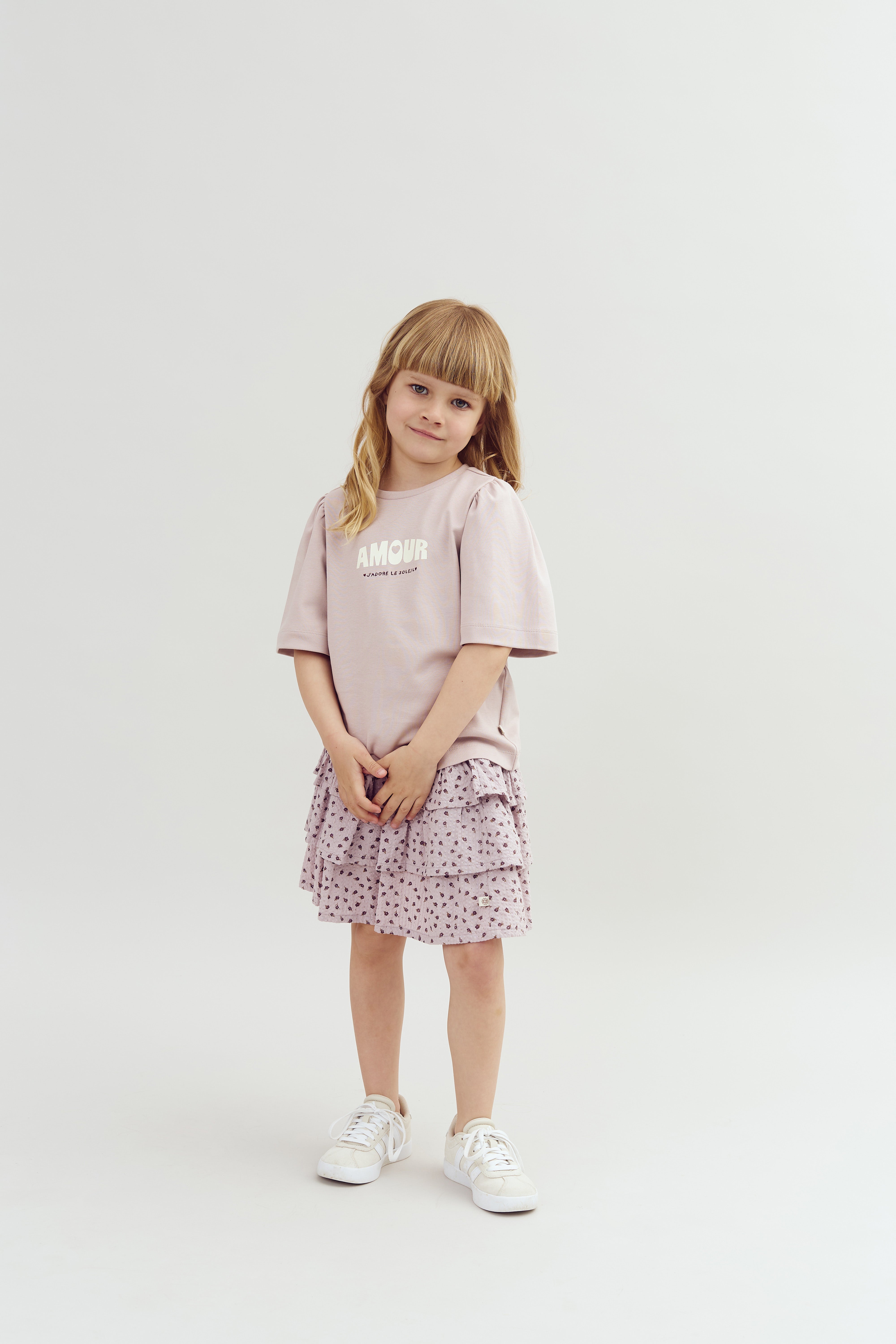 Blumenmuster Rüschenshirt - Purple Flower | 100304 Annie
