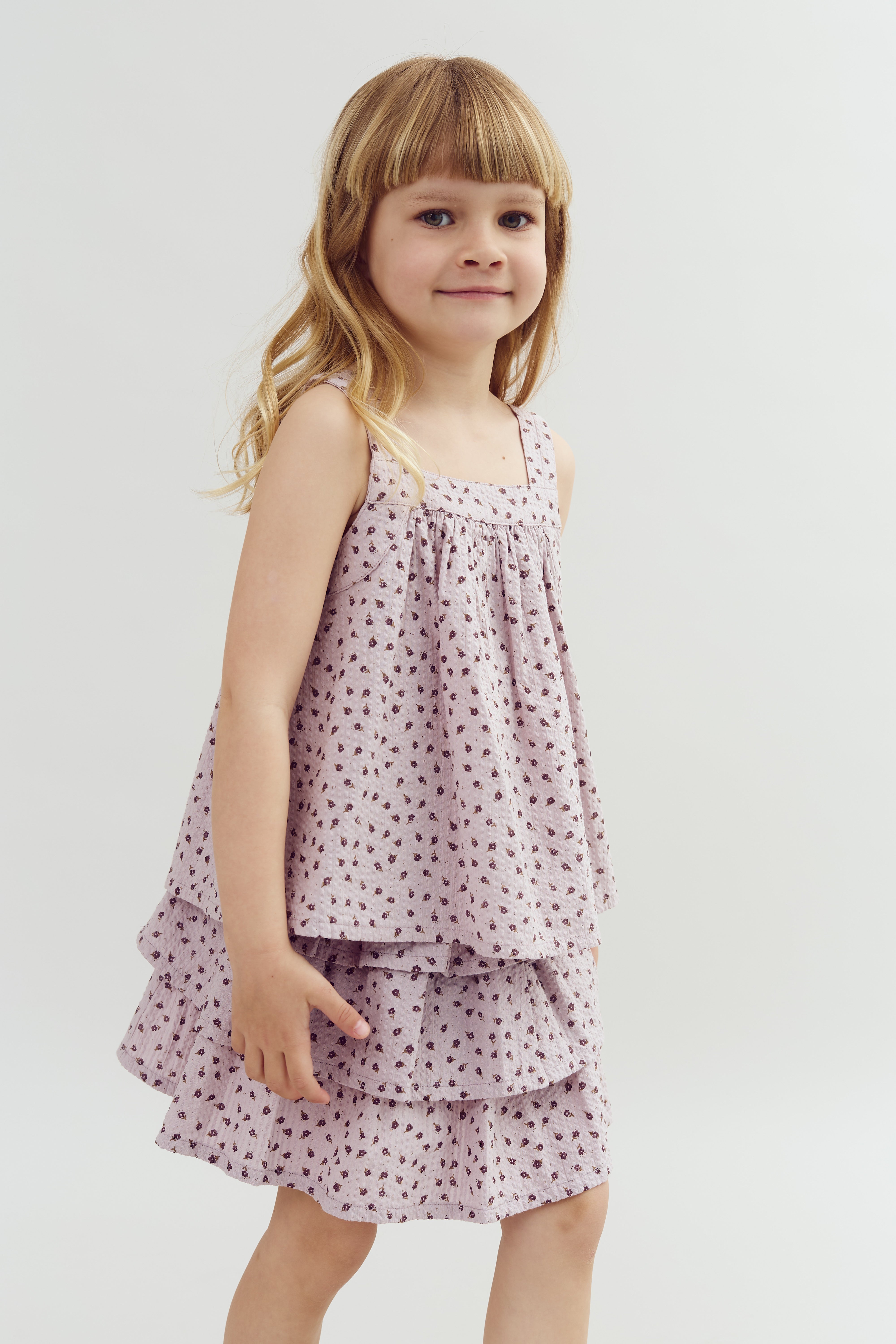 Blumenmuster Rüschenshirt - Purple Flower | 100304 Annie