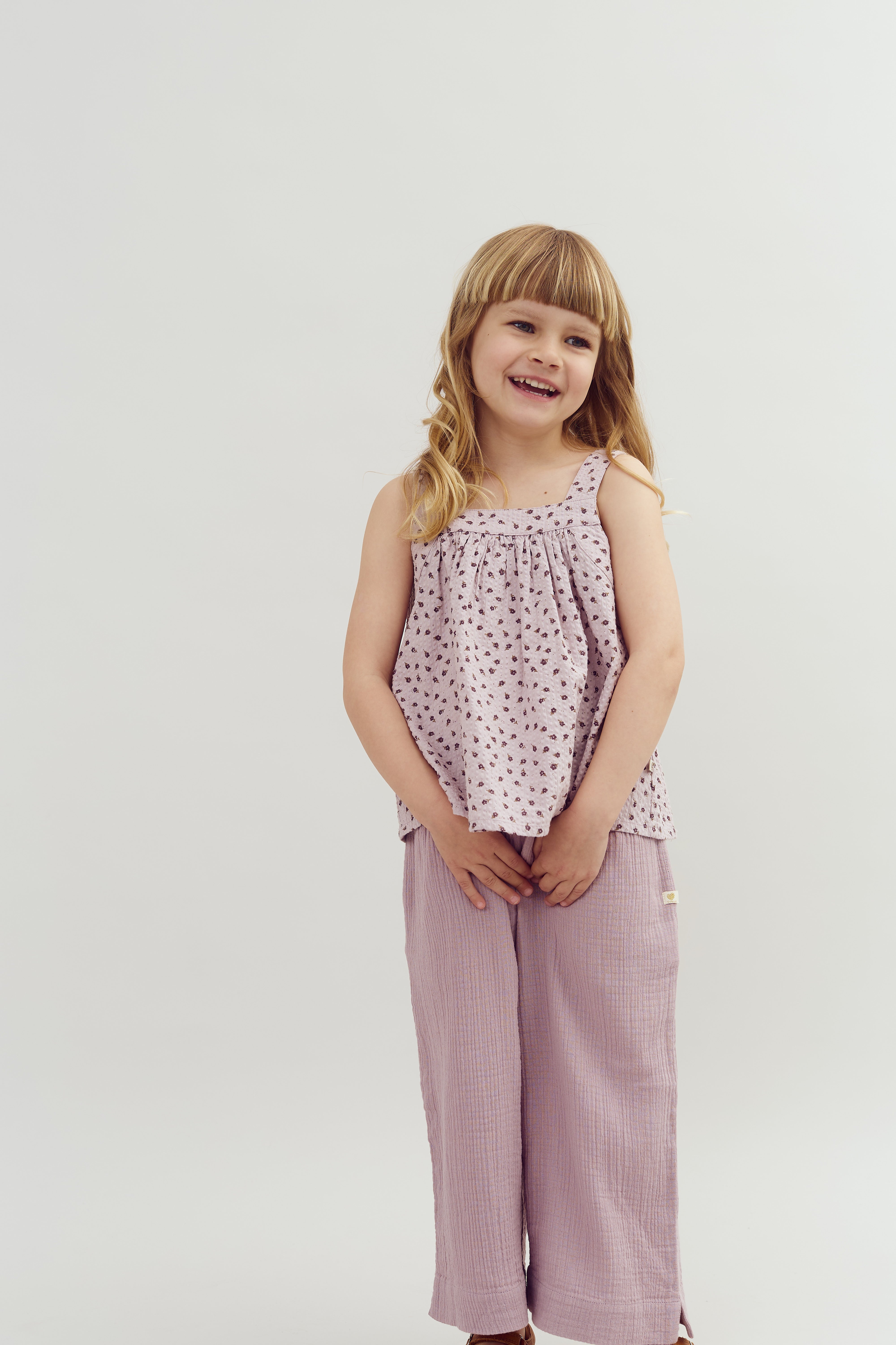 Verkürzte Musselinhose - Purple | 100242 Ella