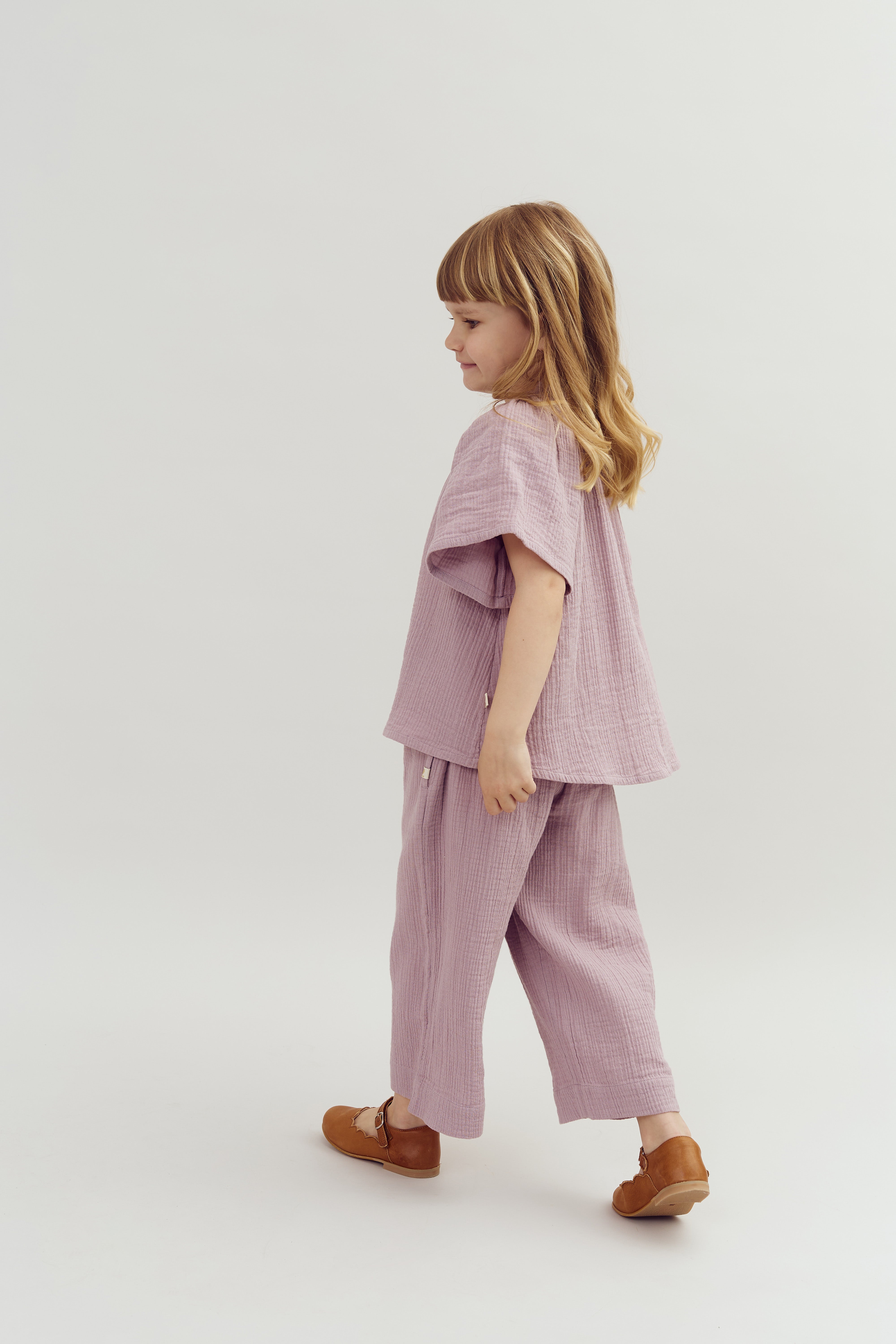 Verkürzte Musselinhose - Purple | 100242 Ella