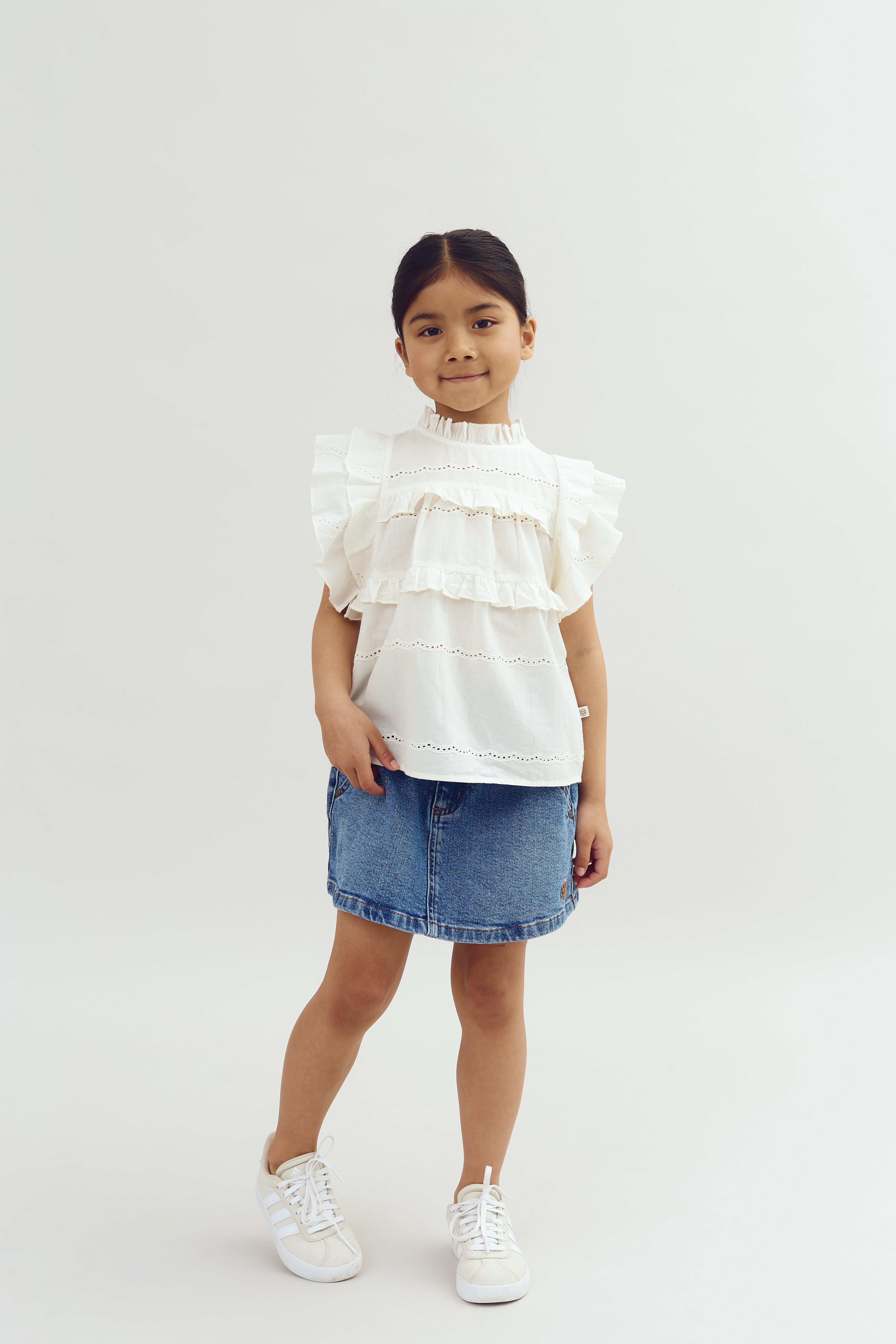 Ärmellose Rüschenbluse - Off White | 100486 Frida