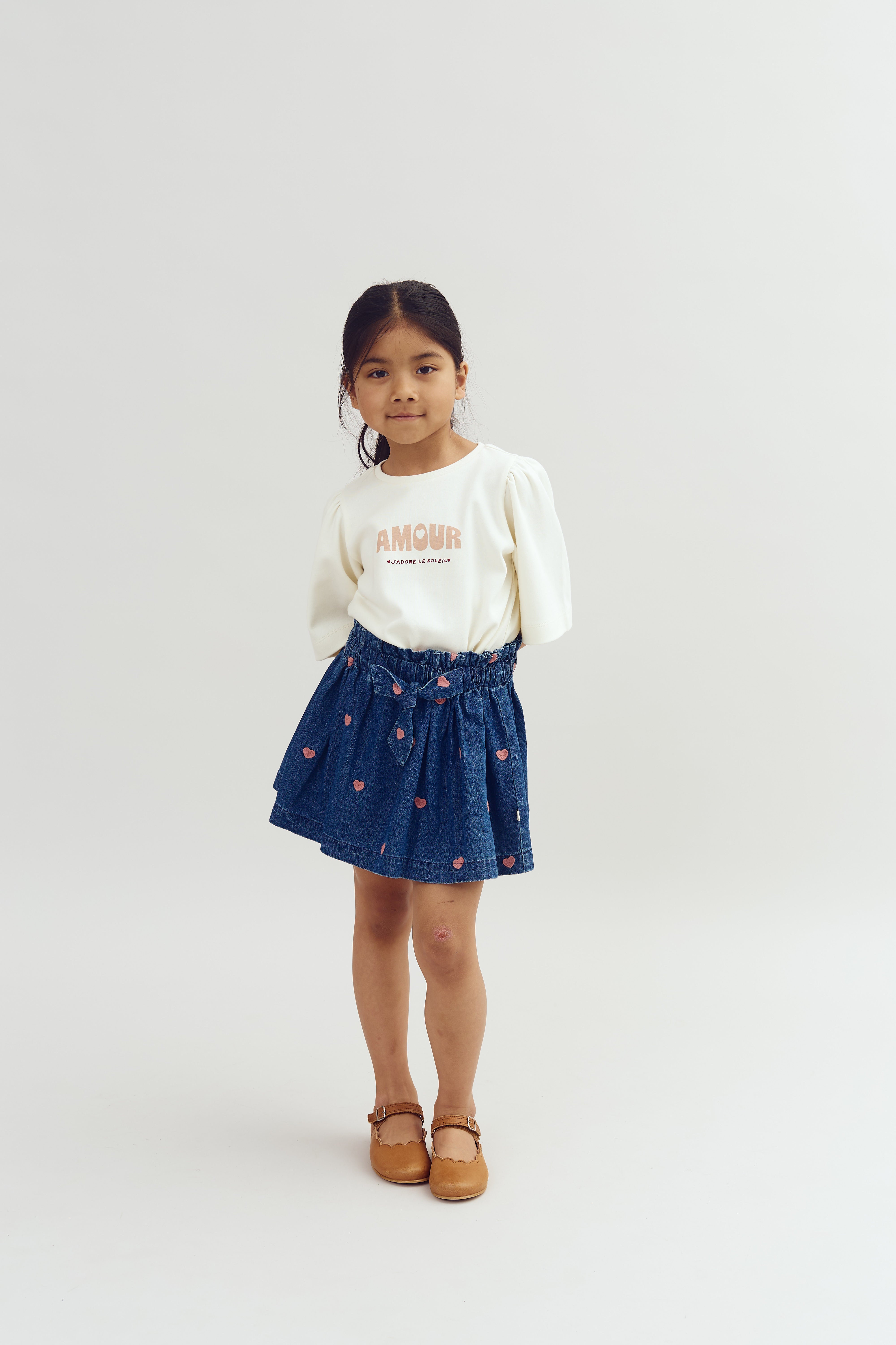 T-Shirt mit Puffärmeln und Aufdruck - Off White | 100259 Rosa