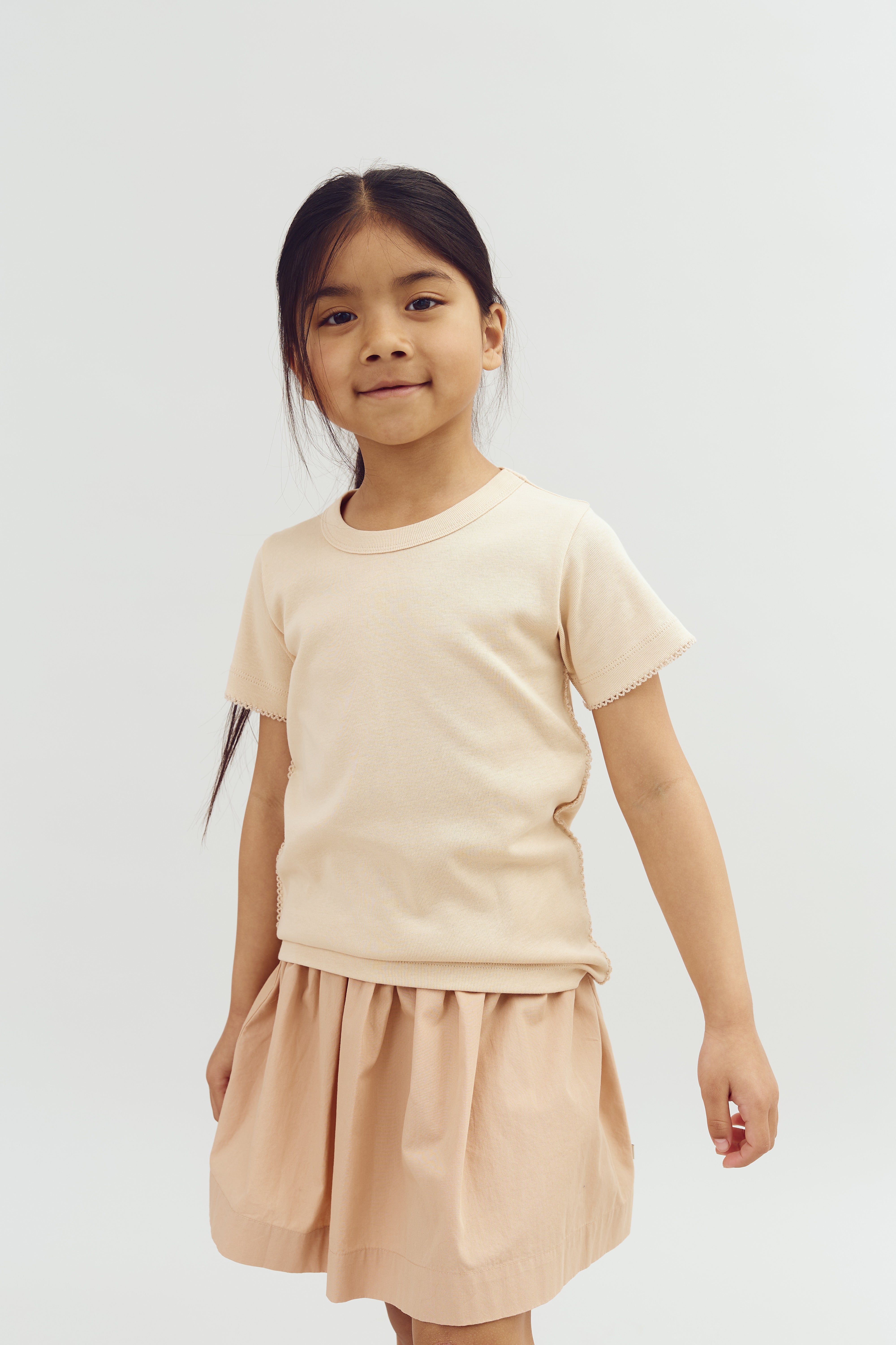 Tailliertes T-Shirt mit Picot-Stich - Light Rose | 100200 Tina