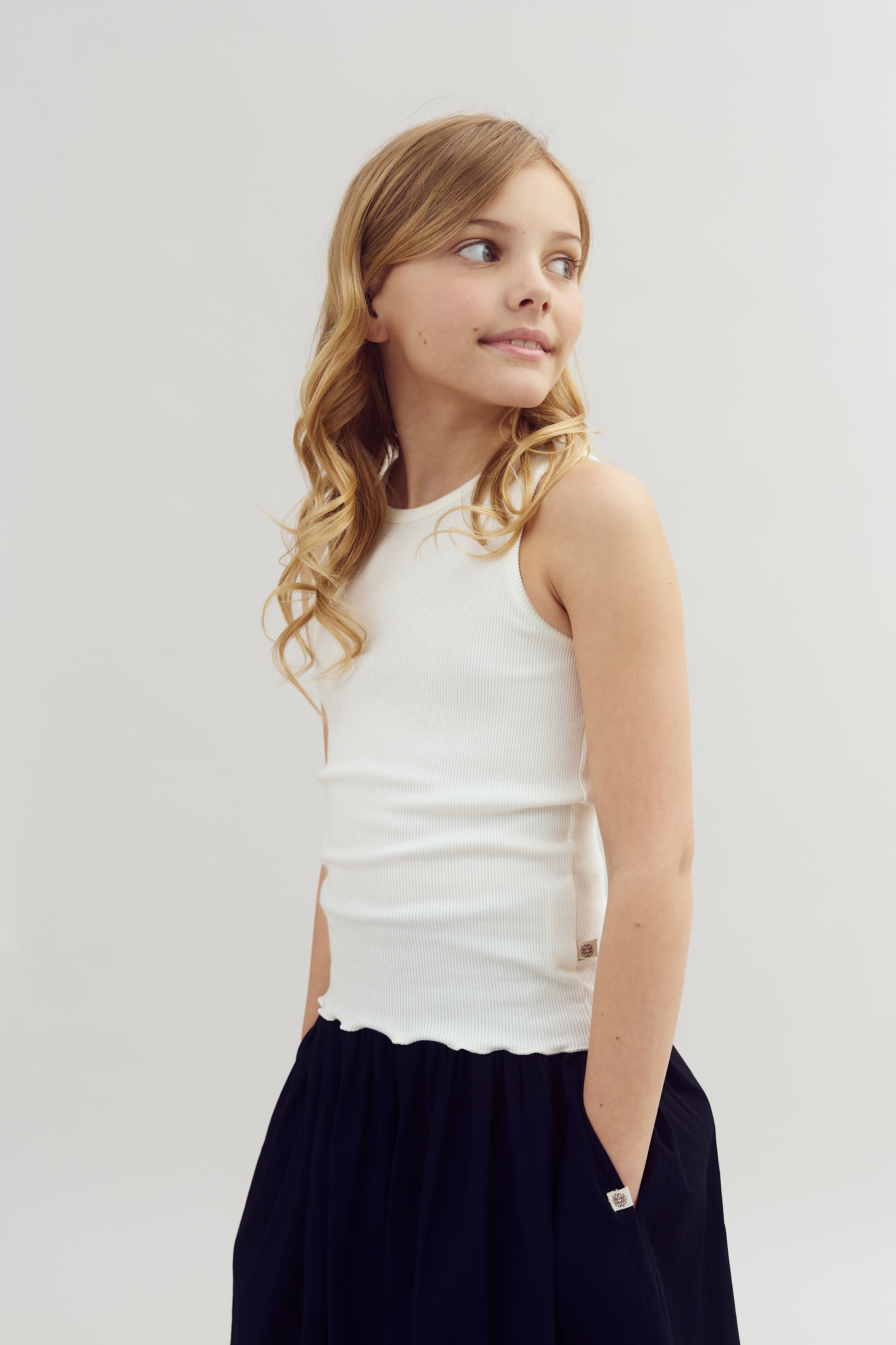 Modal-Ripp Ärmelloses Top - Tween - Off White | 100452 Fiona