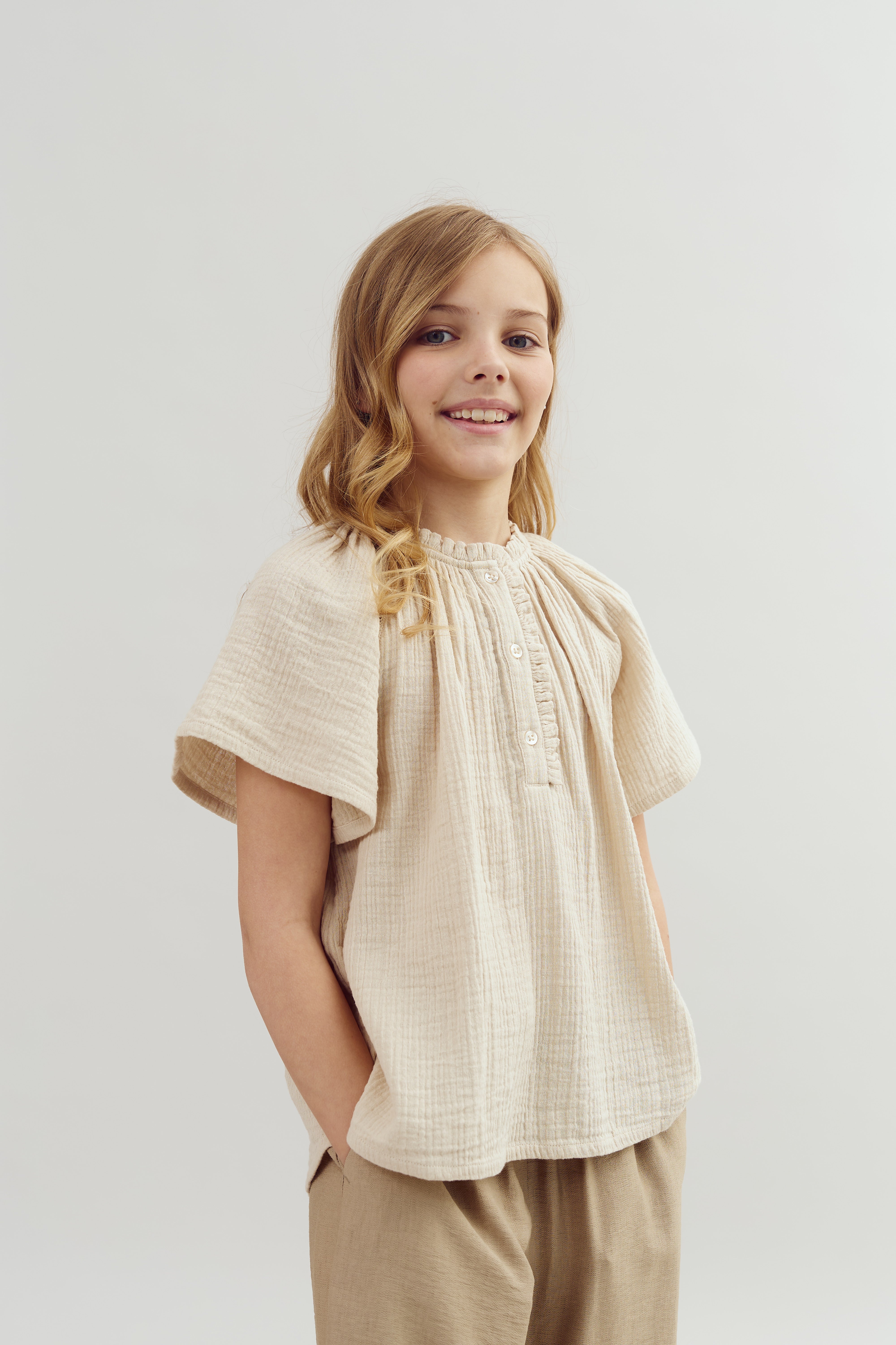 Fluid Wide Trousers - Tweens - Dark Beige