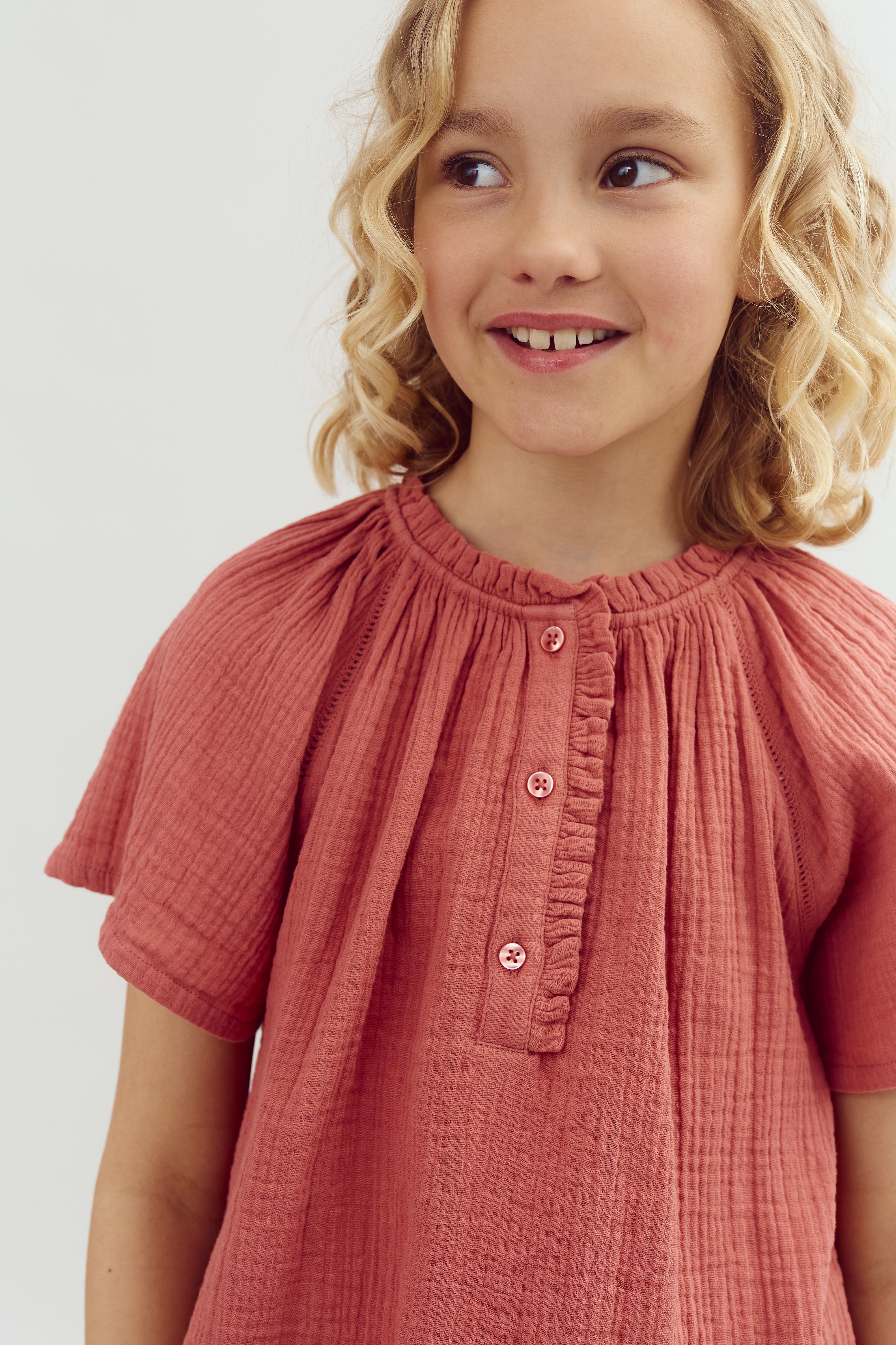 Musselin Bluse mit Knopfleiste - Blush | 100289 Ella
