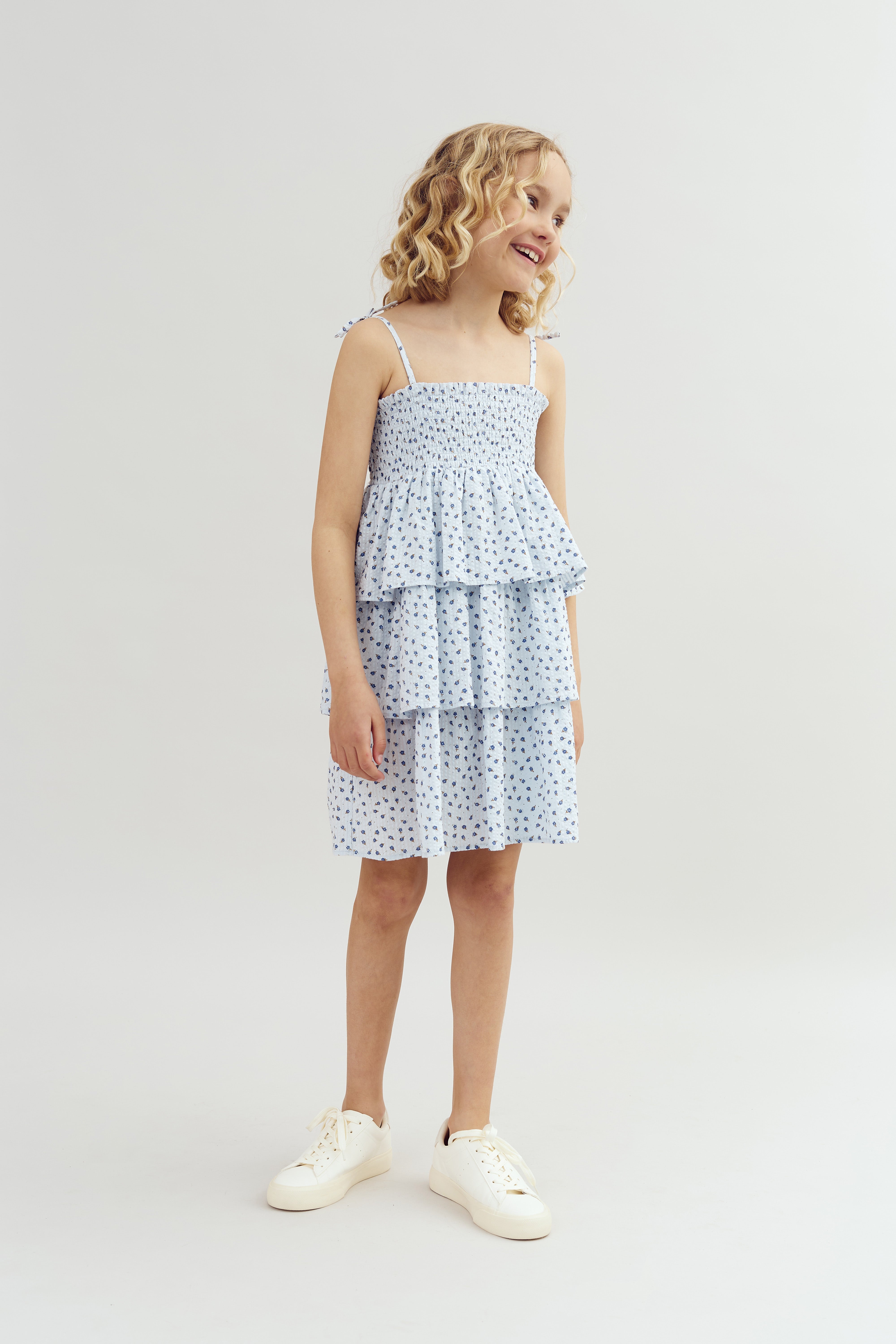 Blumenmuster Rüschenkleid - Tween - Blue Flower | 100431 Annie