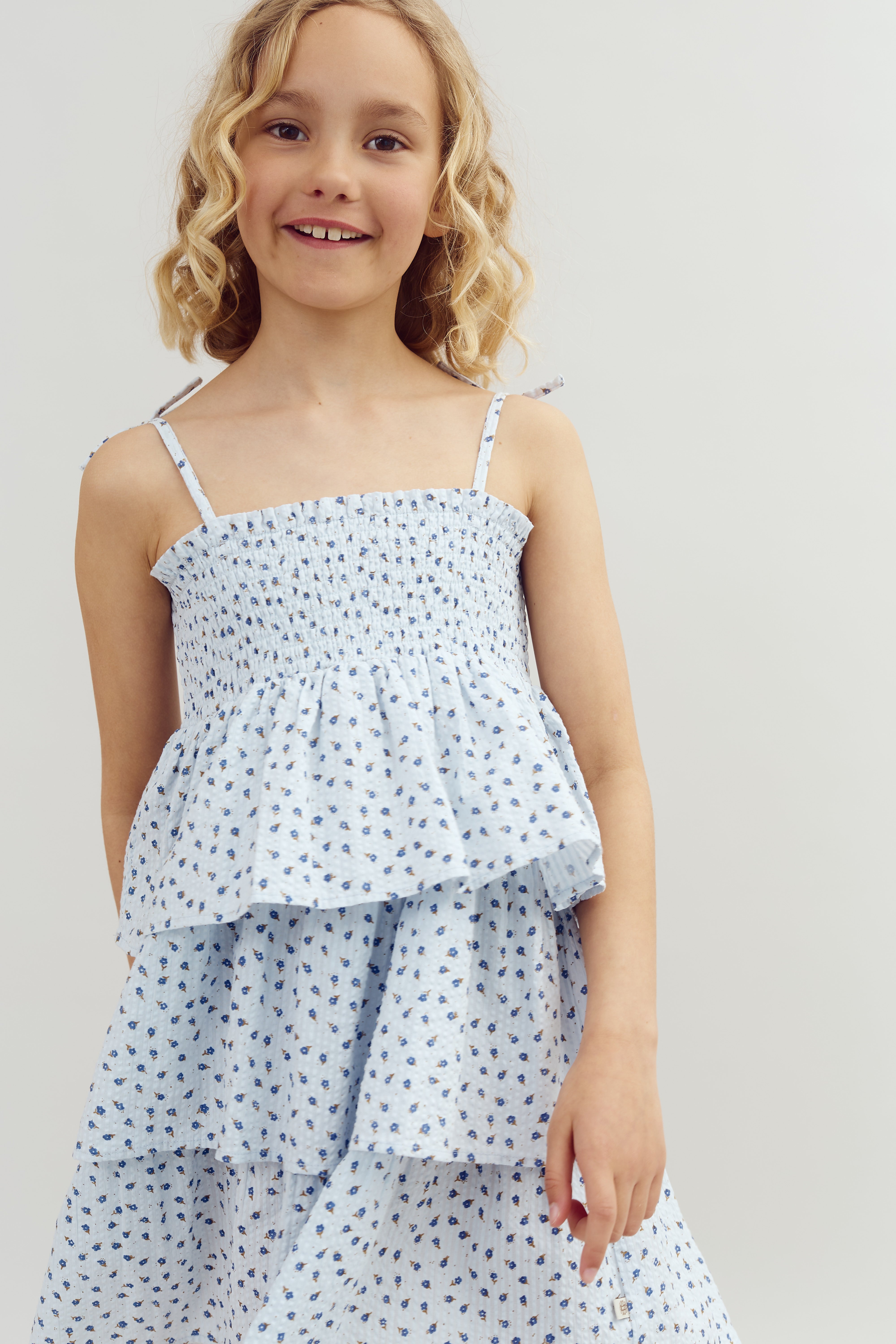 Blumenmuster Rüschenkleid - Tween - Blue Flower | 100431 Annie