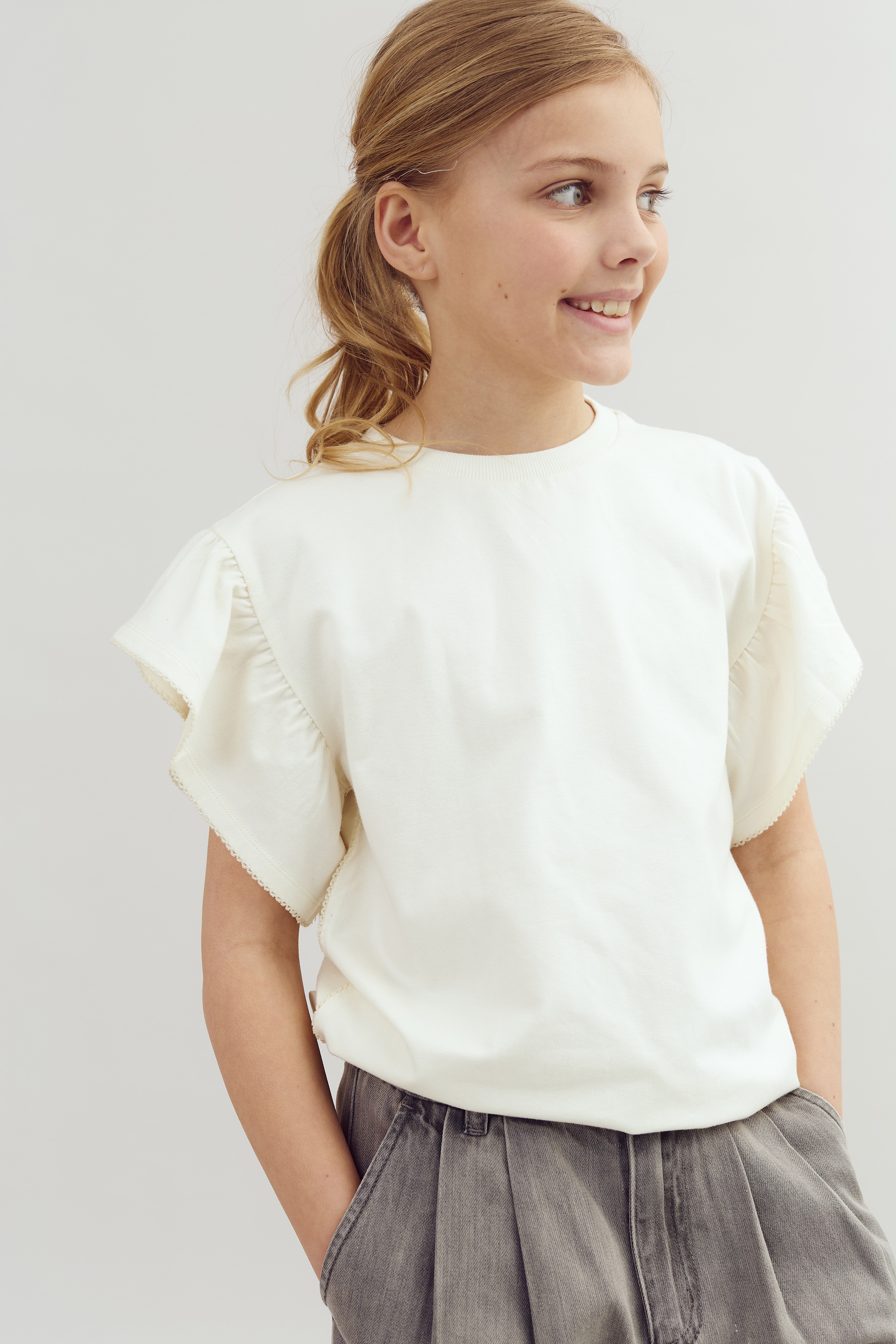 Rüschenshirt mit Picot-Stich - Tween - Off - Tween - Off White | 100383 Vilde