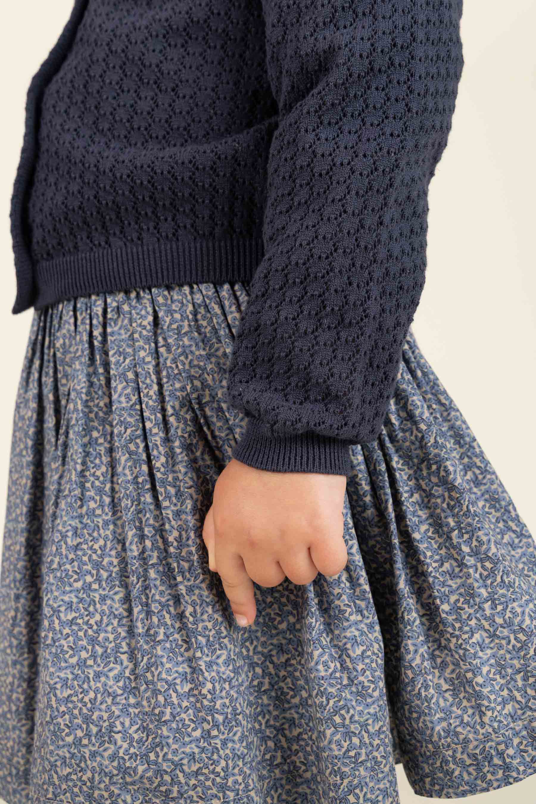 Baumwoll-Pointelle-Strickjacke - Kids - Navy | 100687 Esme