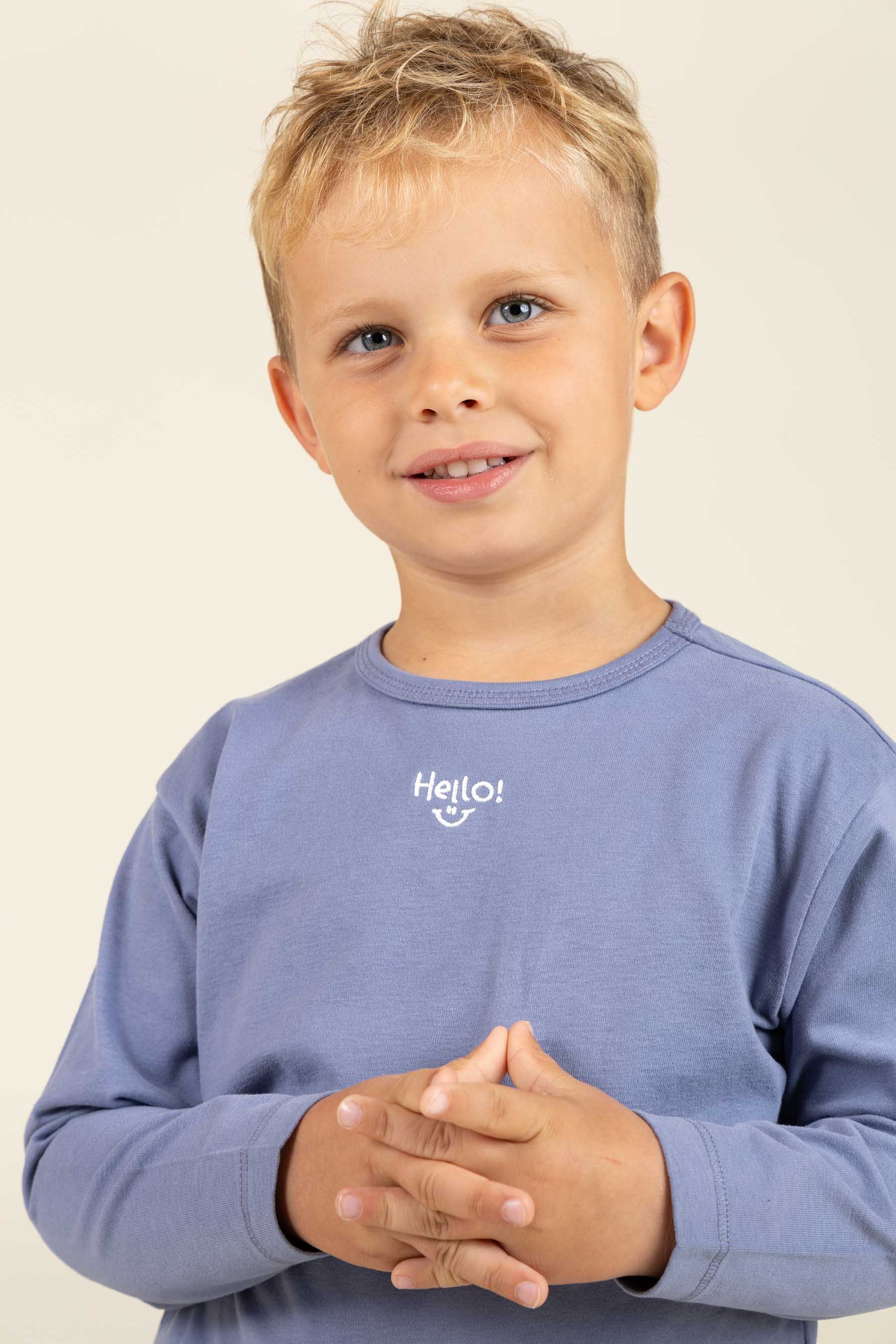 Langarm-T-Shirt mit Stickerei - Kids - Blue | 100858 Brandon