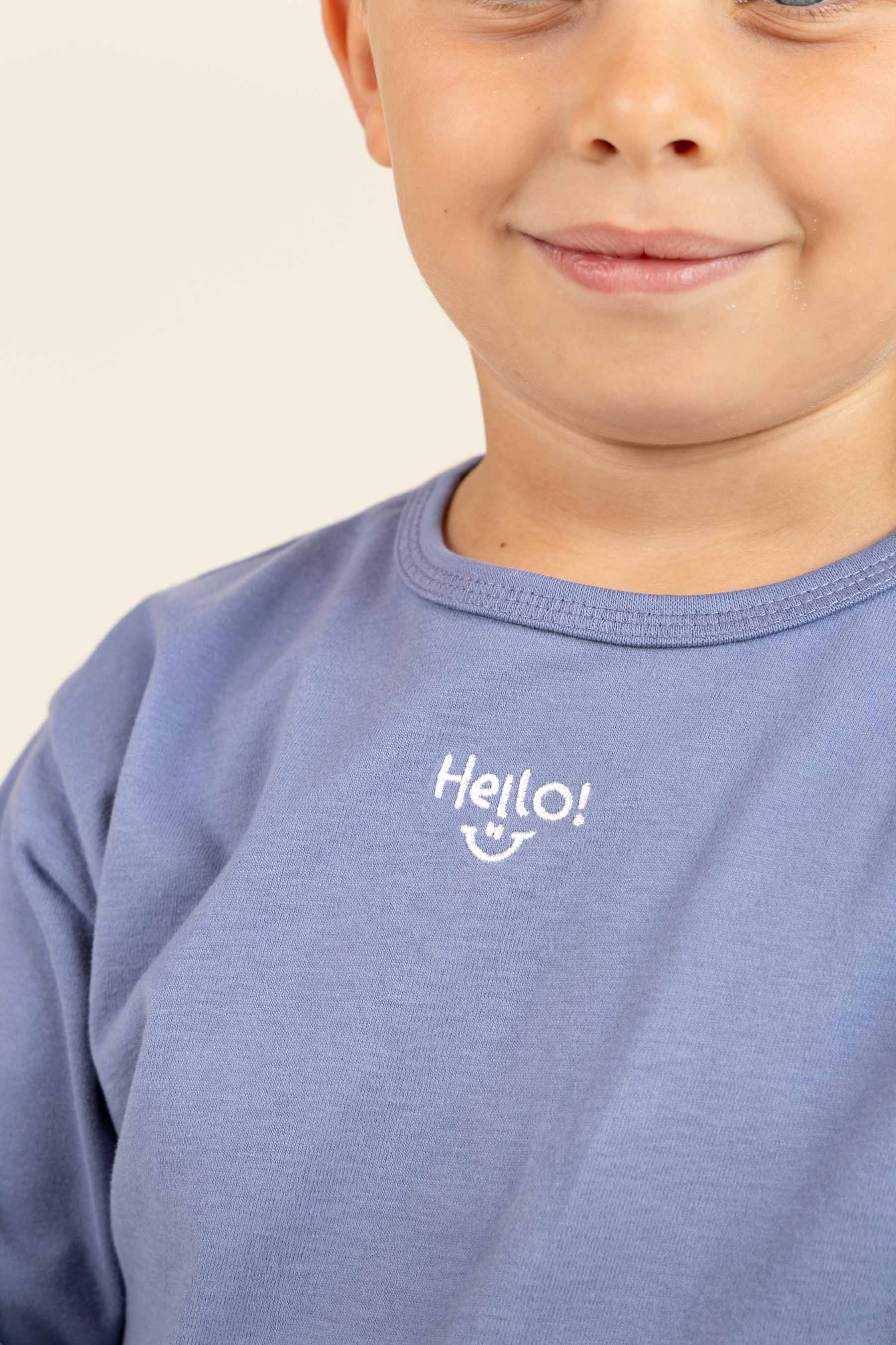 Langarm-T-Shirt mit Stickerei - Kids - Blue | 100858 Brandon
