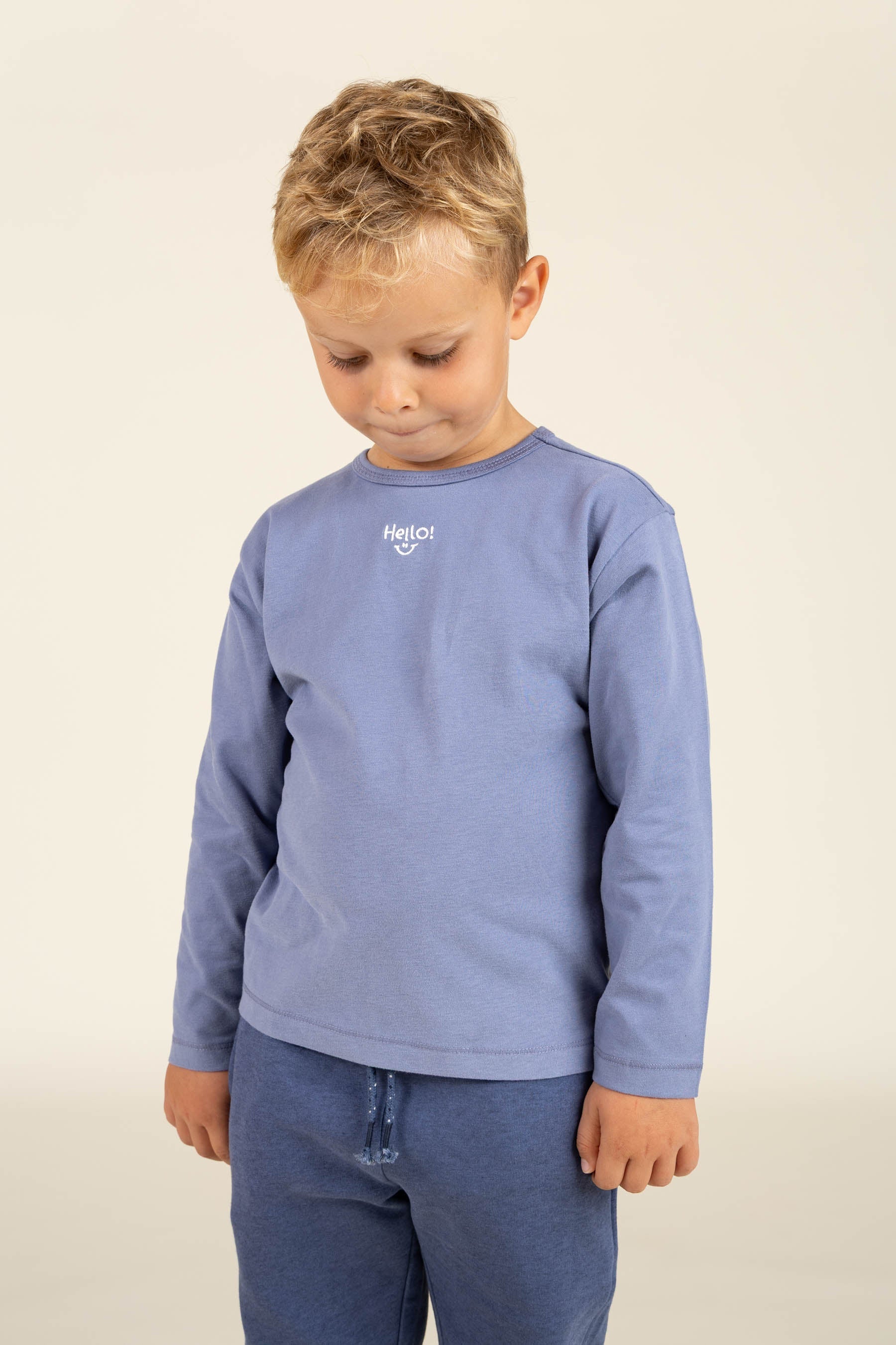 Langarm-T-Shirt mit Stickerei - Kids - Blue | 100858 Brandon