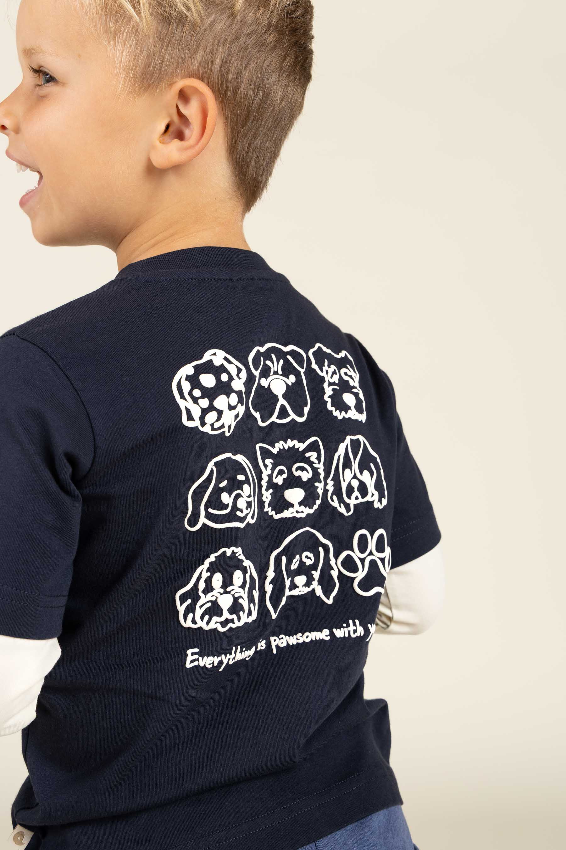 Boxy-T-Shirt mit zwei Ärmeln - Kids - Navy | 100836 Alex