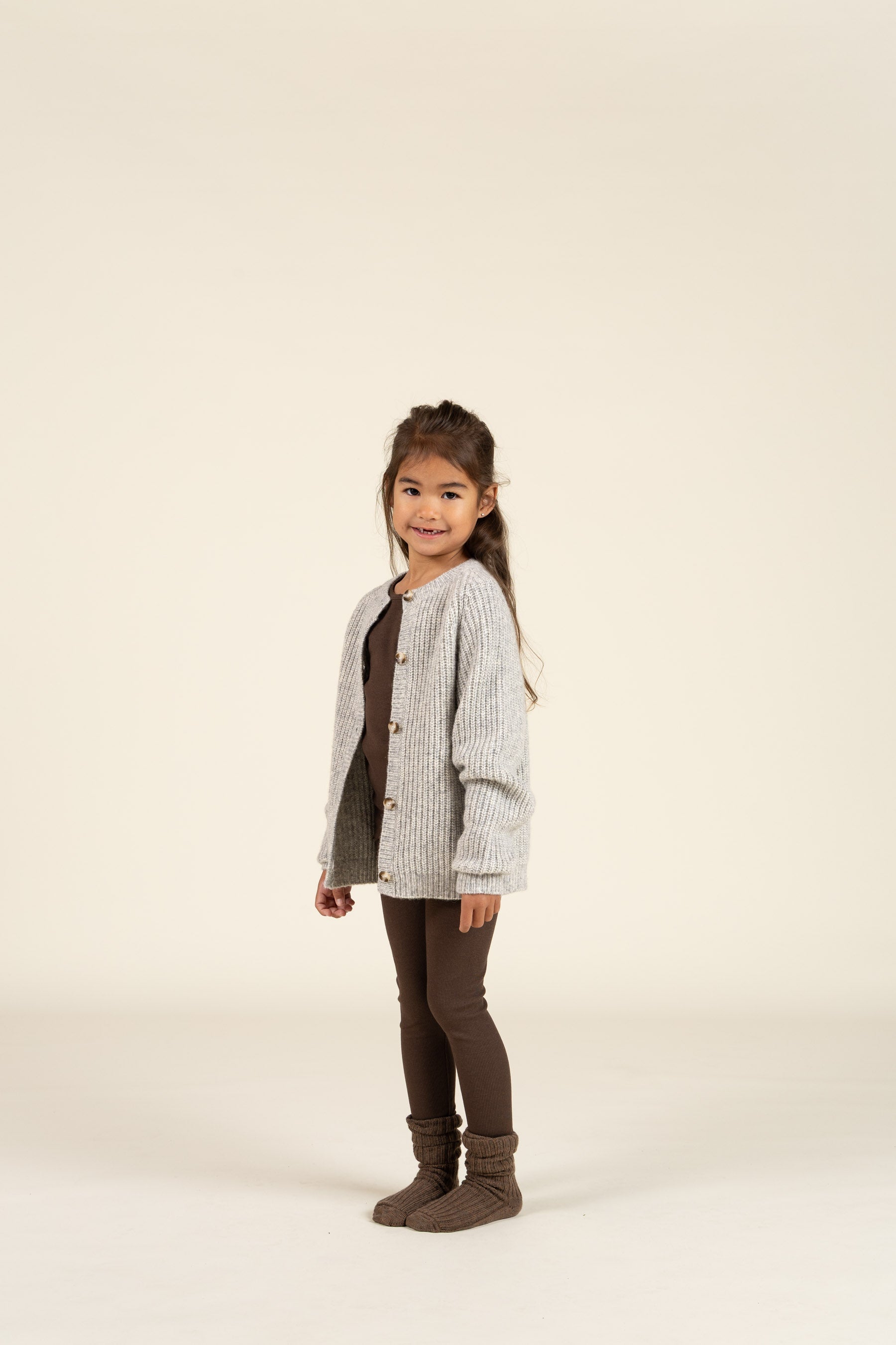 unisex Strickjacke in Wollmischung - Kids - Grey Melange | 100746 Cork