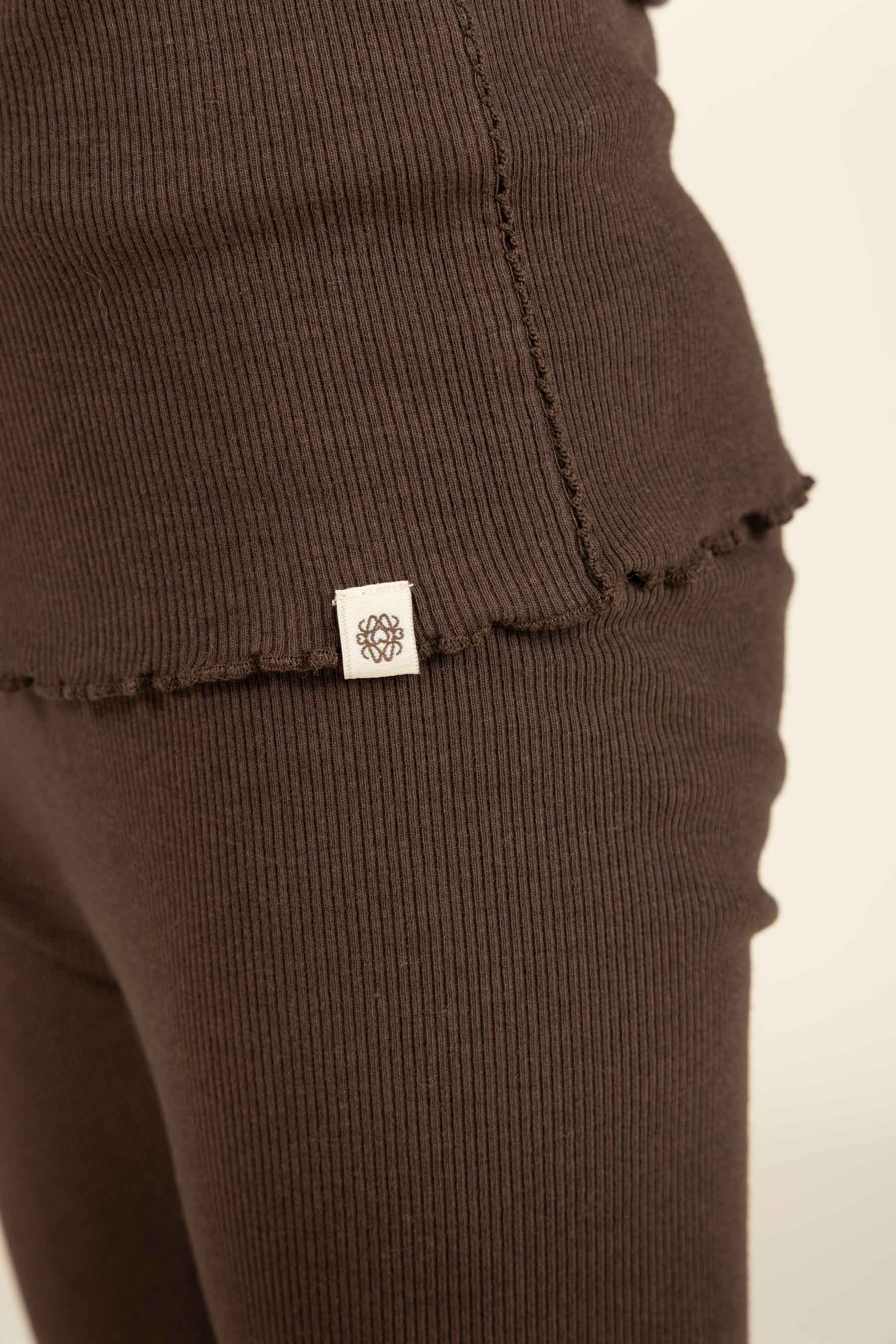Langärmeliges T-Shirt aus Modalripp mit Picot-Rand - Kids - Chocolate | 100576 Mia