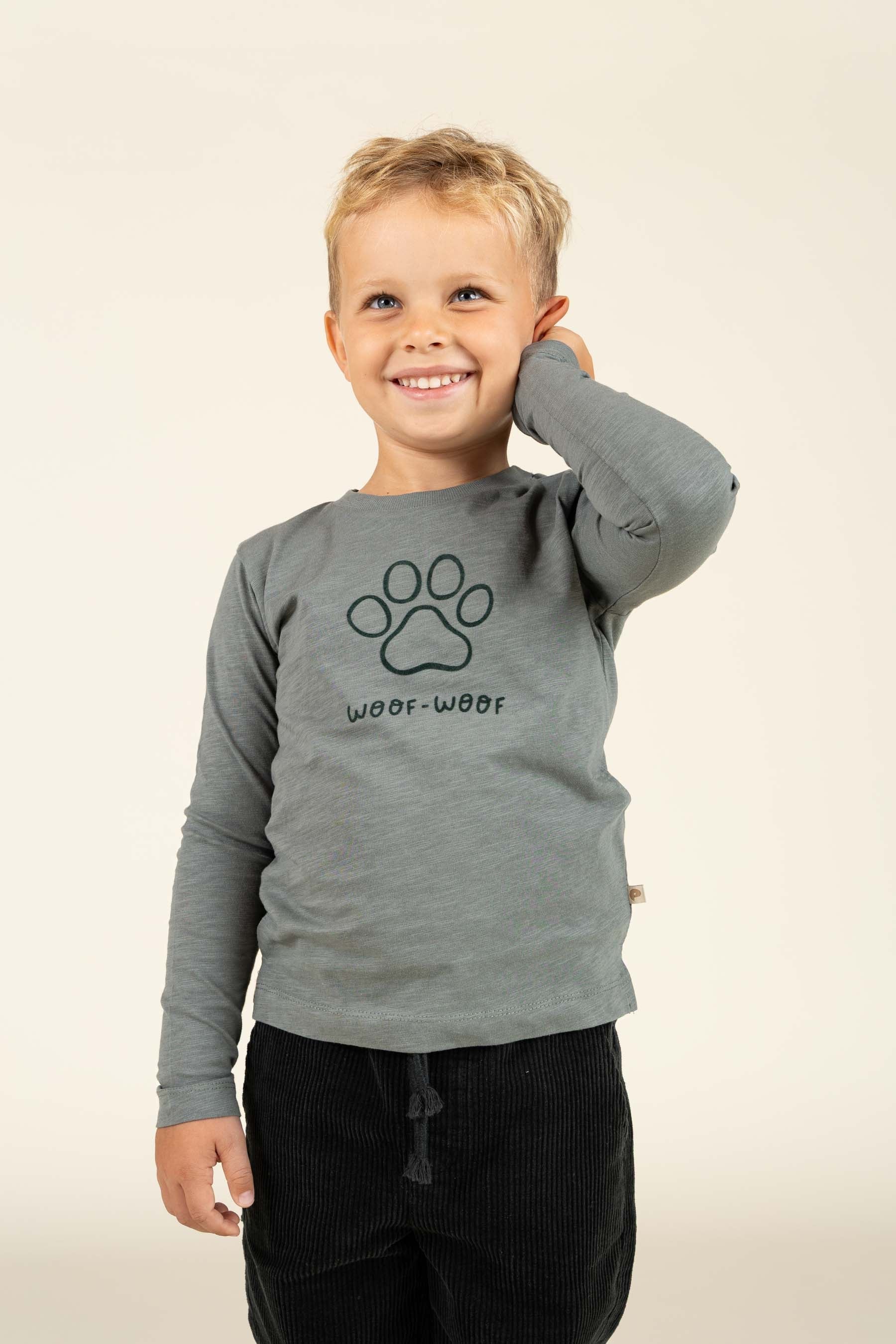 Langärmeliges T-Shirt aus Slub-Jersey - Kids - Dusty Dark Green | 100834 Kevin