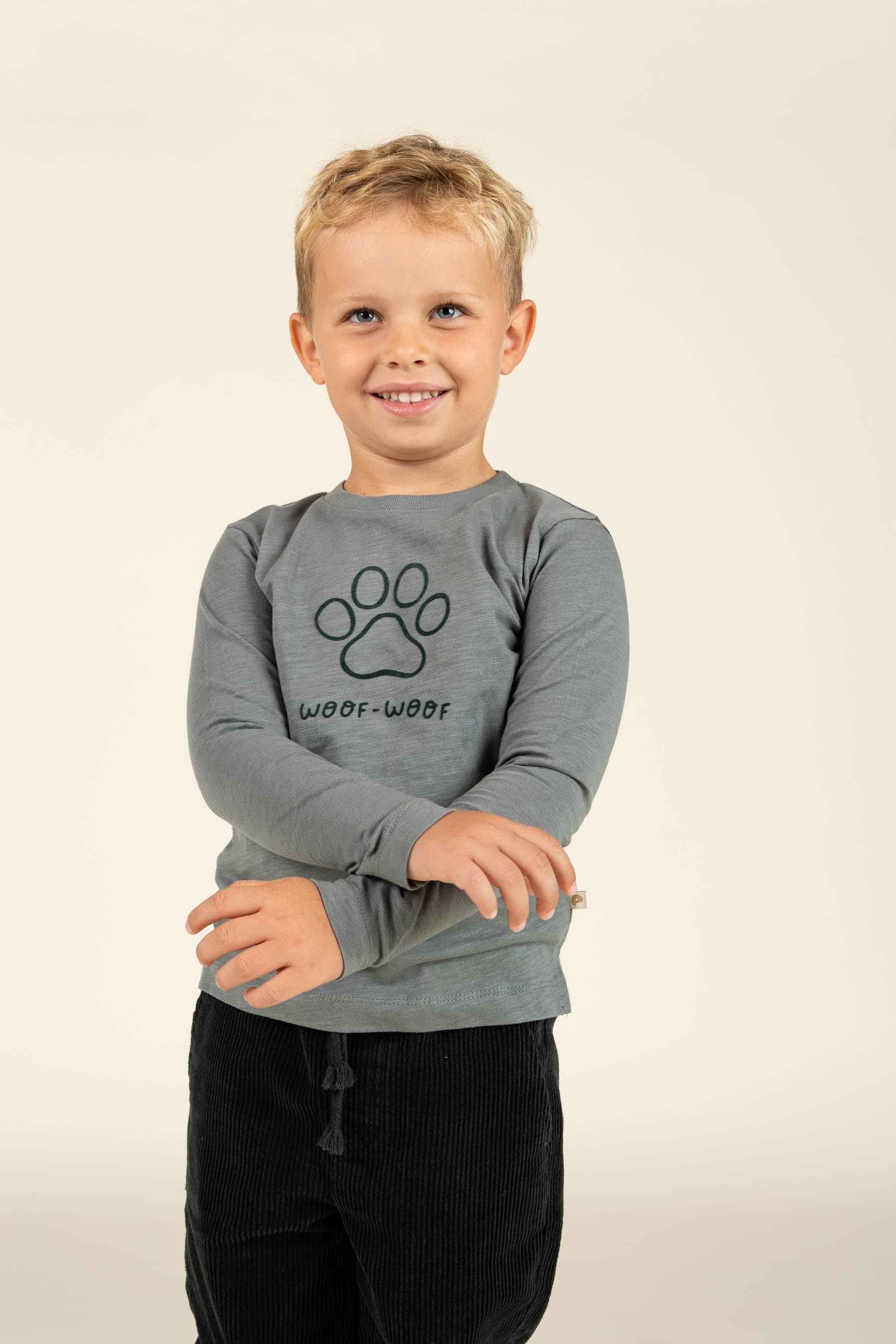 Langärmeliges T-Shirt aus Slub-Jersey - Kids - Dusty Dark Green | 100834 Kevin