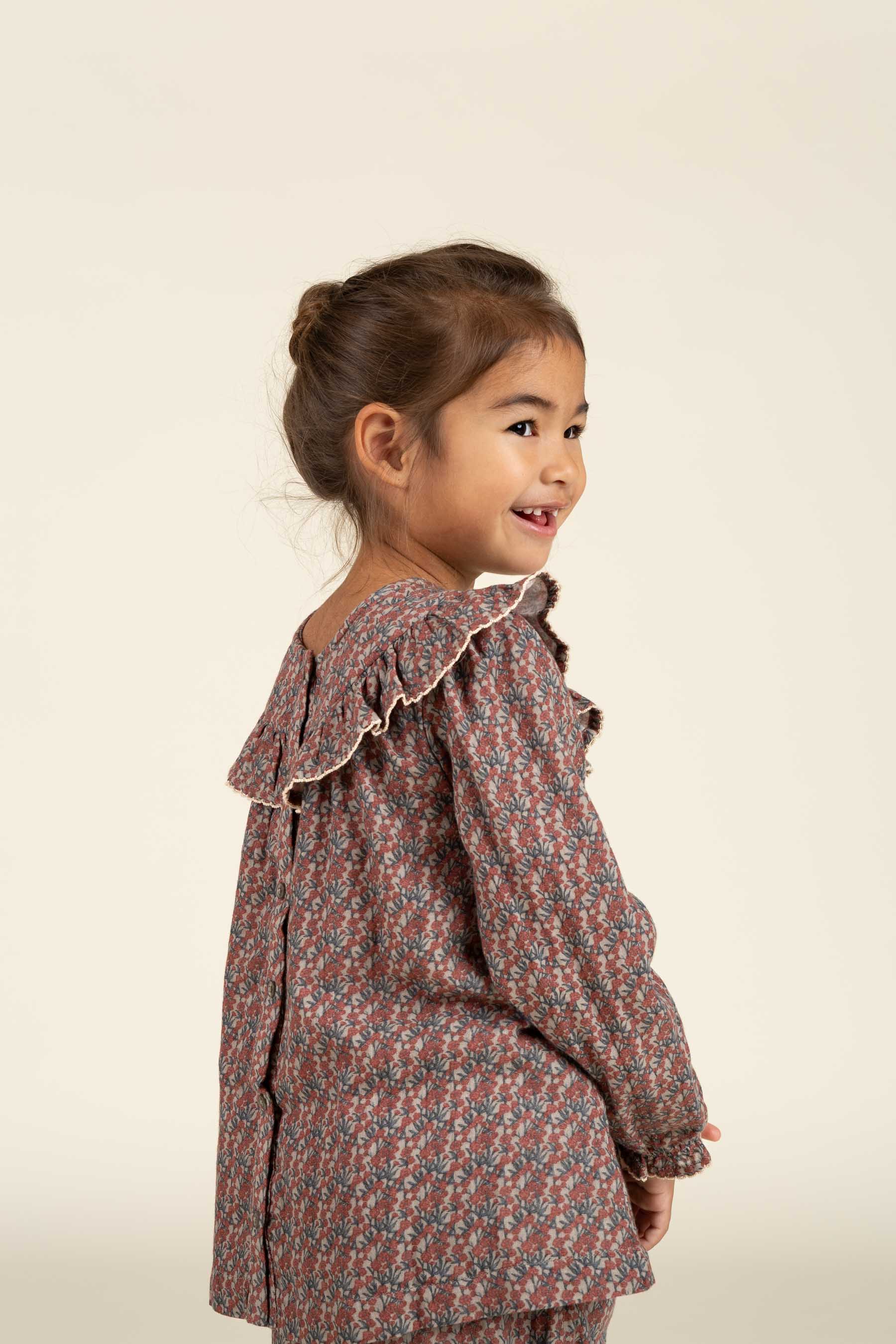 Bedruckte Zwei-Wege-Bluse aus doppelter Gaze - Kids - Rose / Green | 100731 Maggie