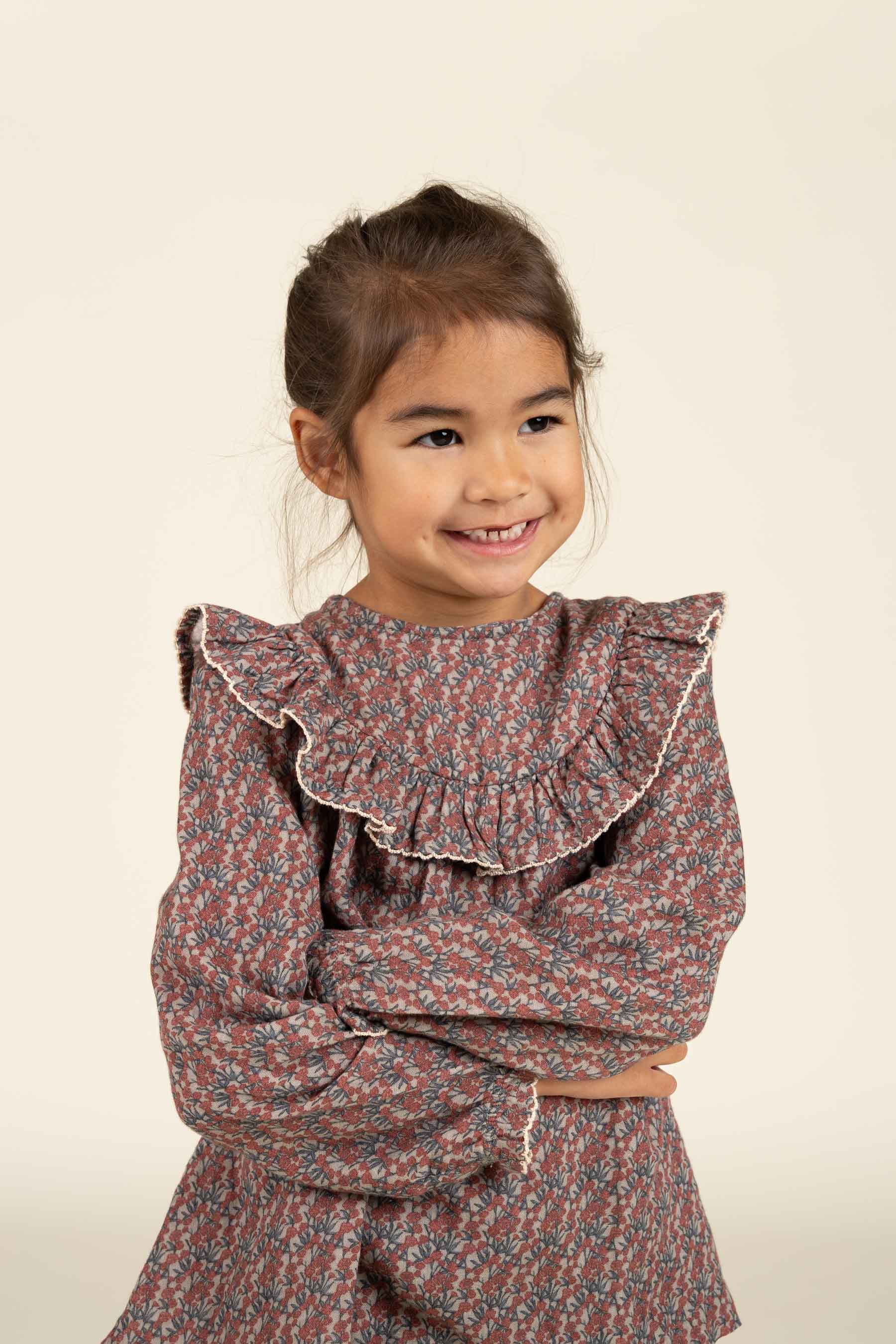 Bedruckte Zwei-Wege-Bluse aus doppelter Gaze - Kids - Rose / Green | 100731 Maggie