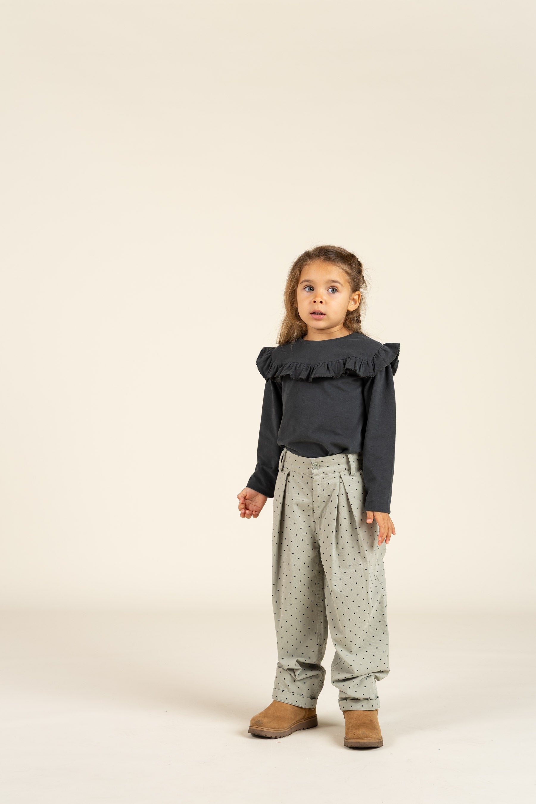 Twill-Hose mit Punkten - Kids - Dusty Green | 100616 Iris