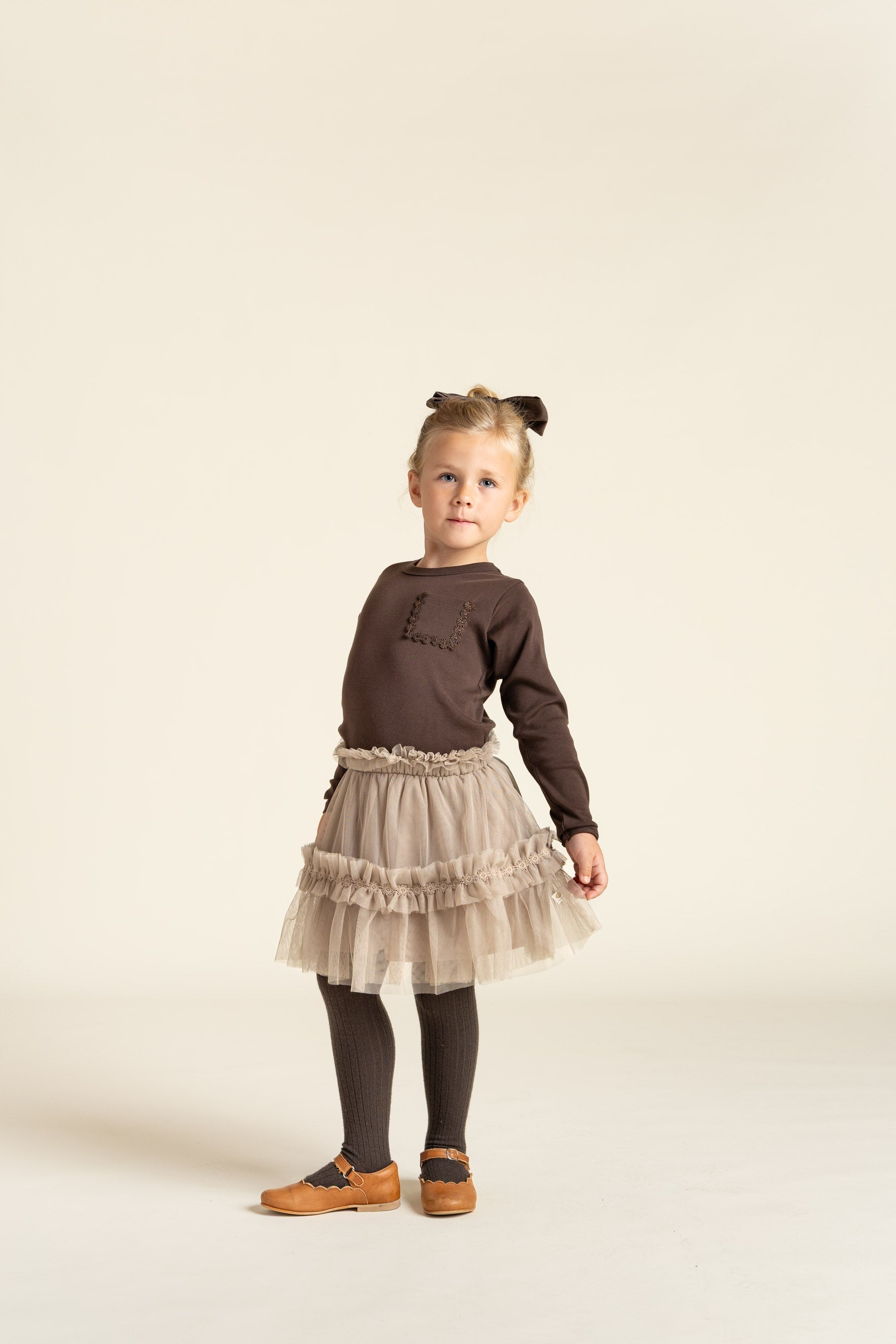 Langarm-T-Shirt mit Brusttasche - Kids - Chocolate | 100870 Sienna