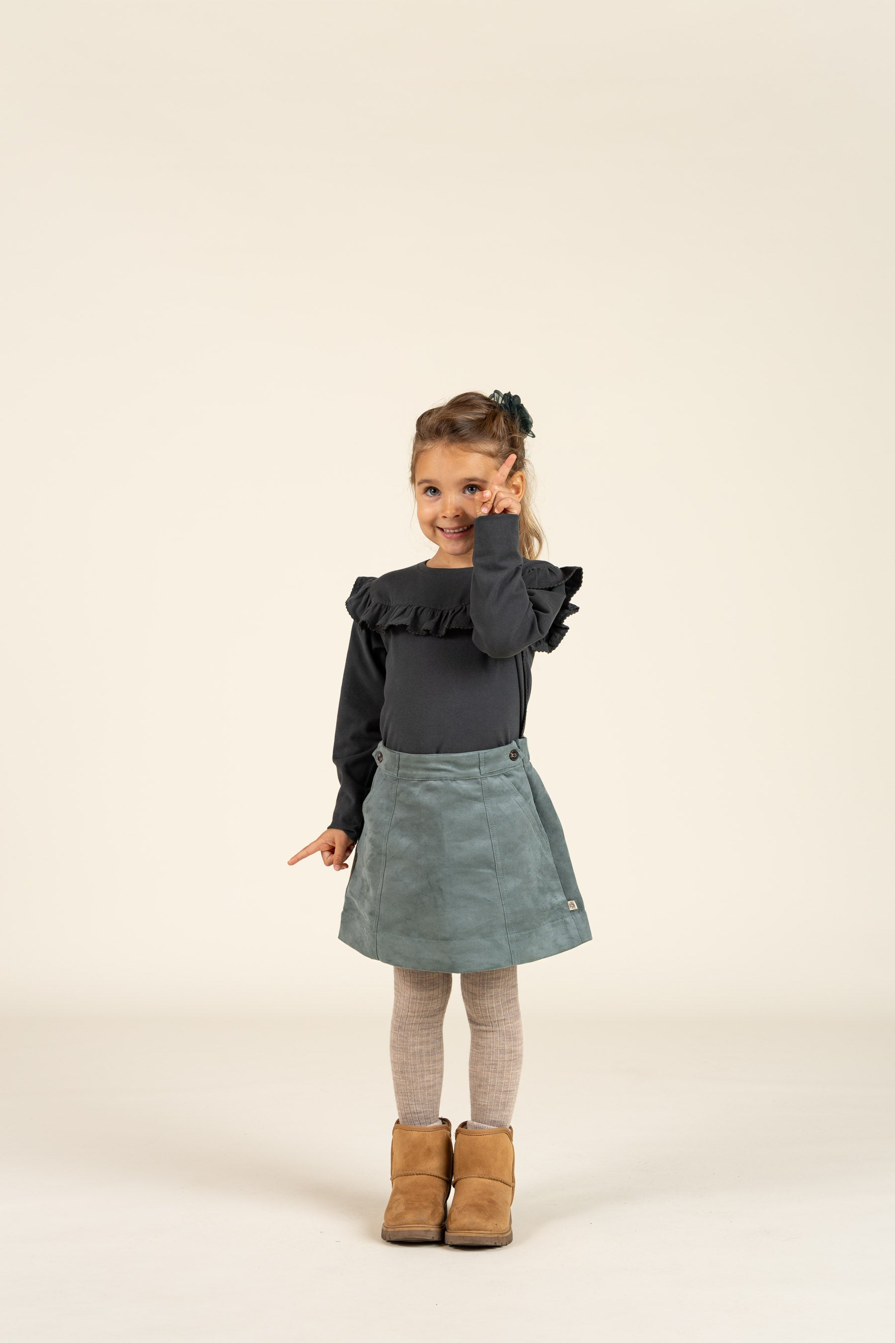 Rüschen-Jersey-Bluse - Kids - Forrest Green | 100866 Talia