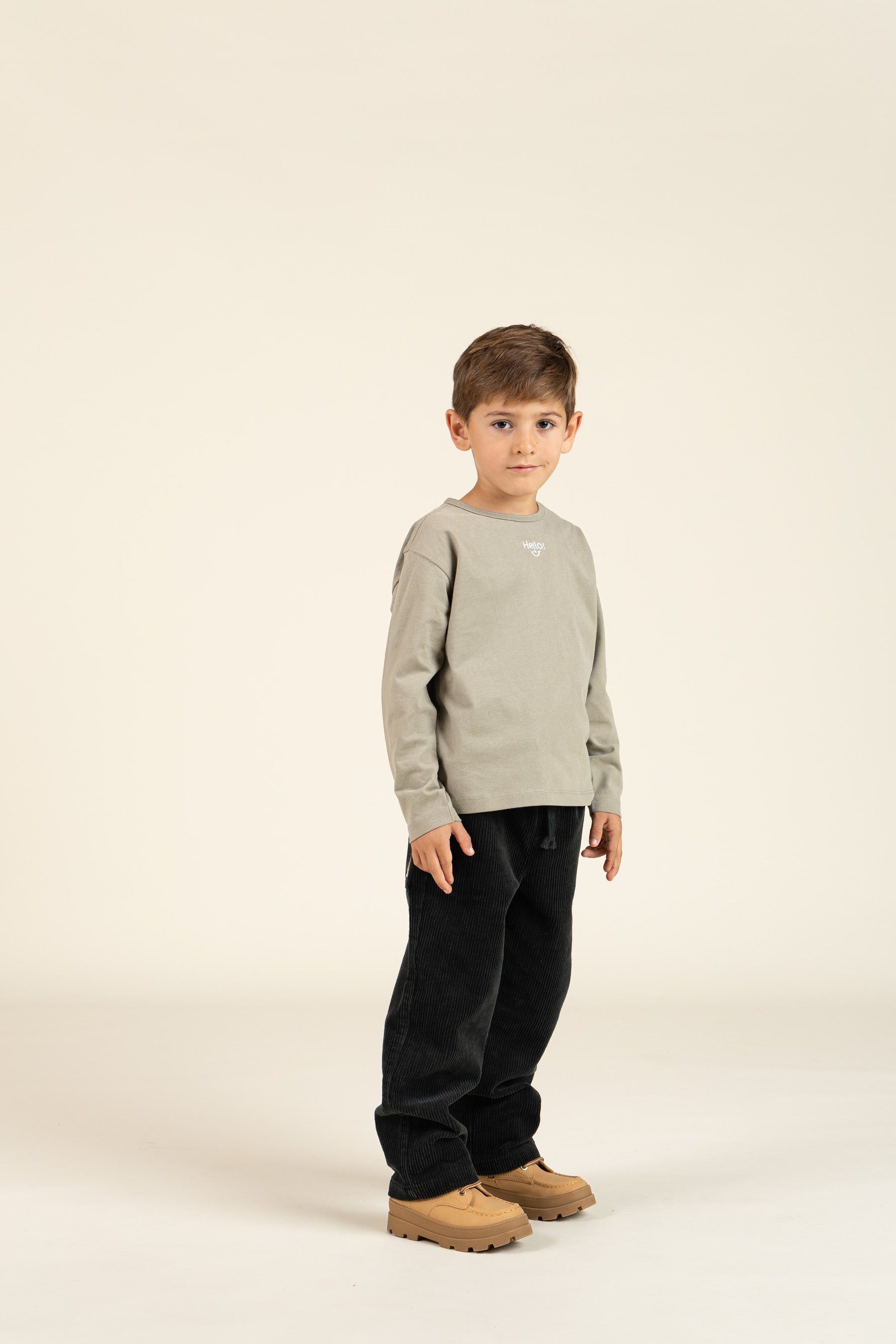Langarm-T-Shirt mit Stickerei - Kids - Dusty Green | 100856 Brandon
