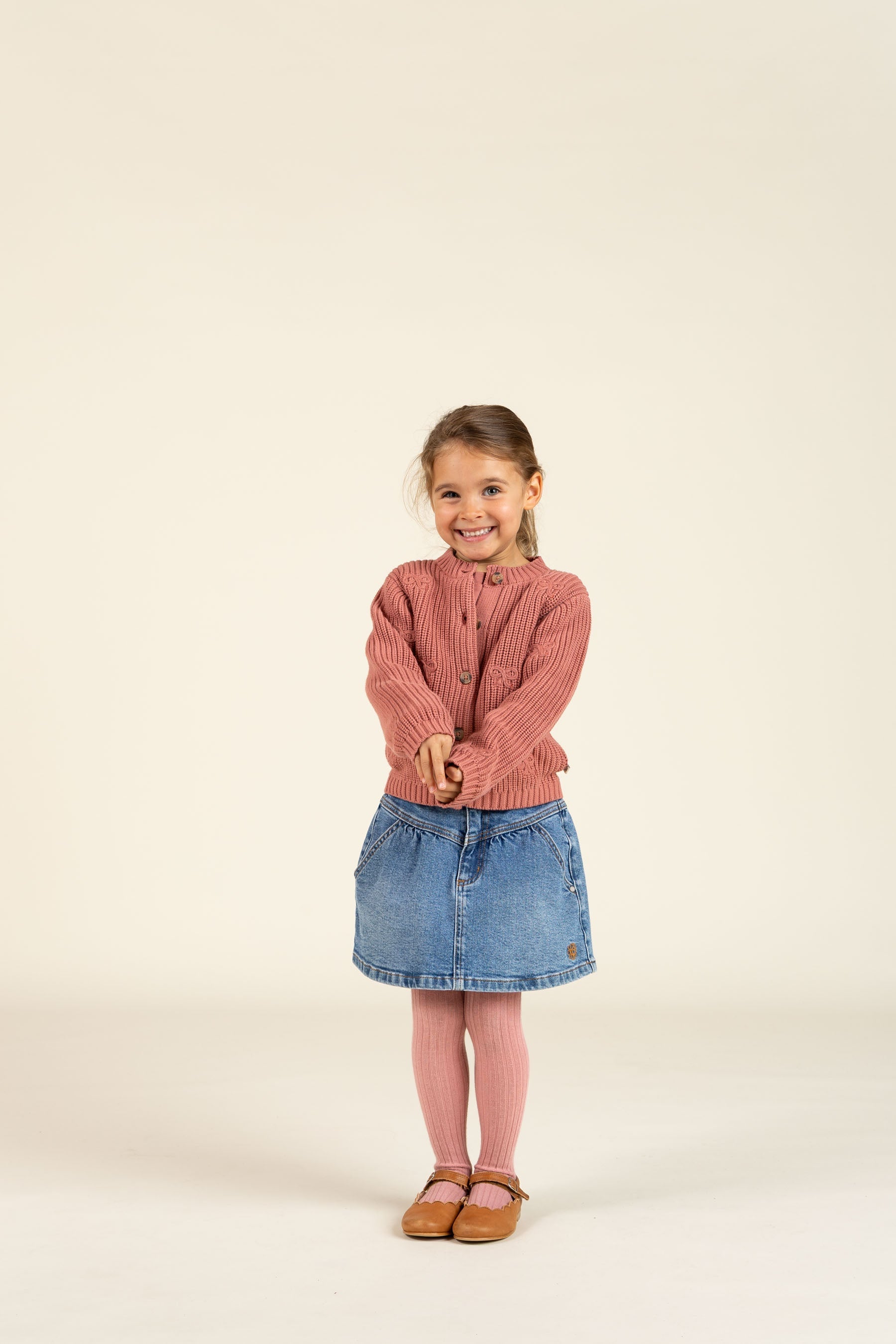 Baumwollstrickjacke mit Schleifen - Tween - Old Rose | 100793 Freya