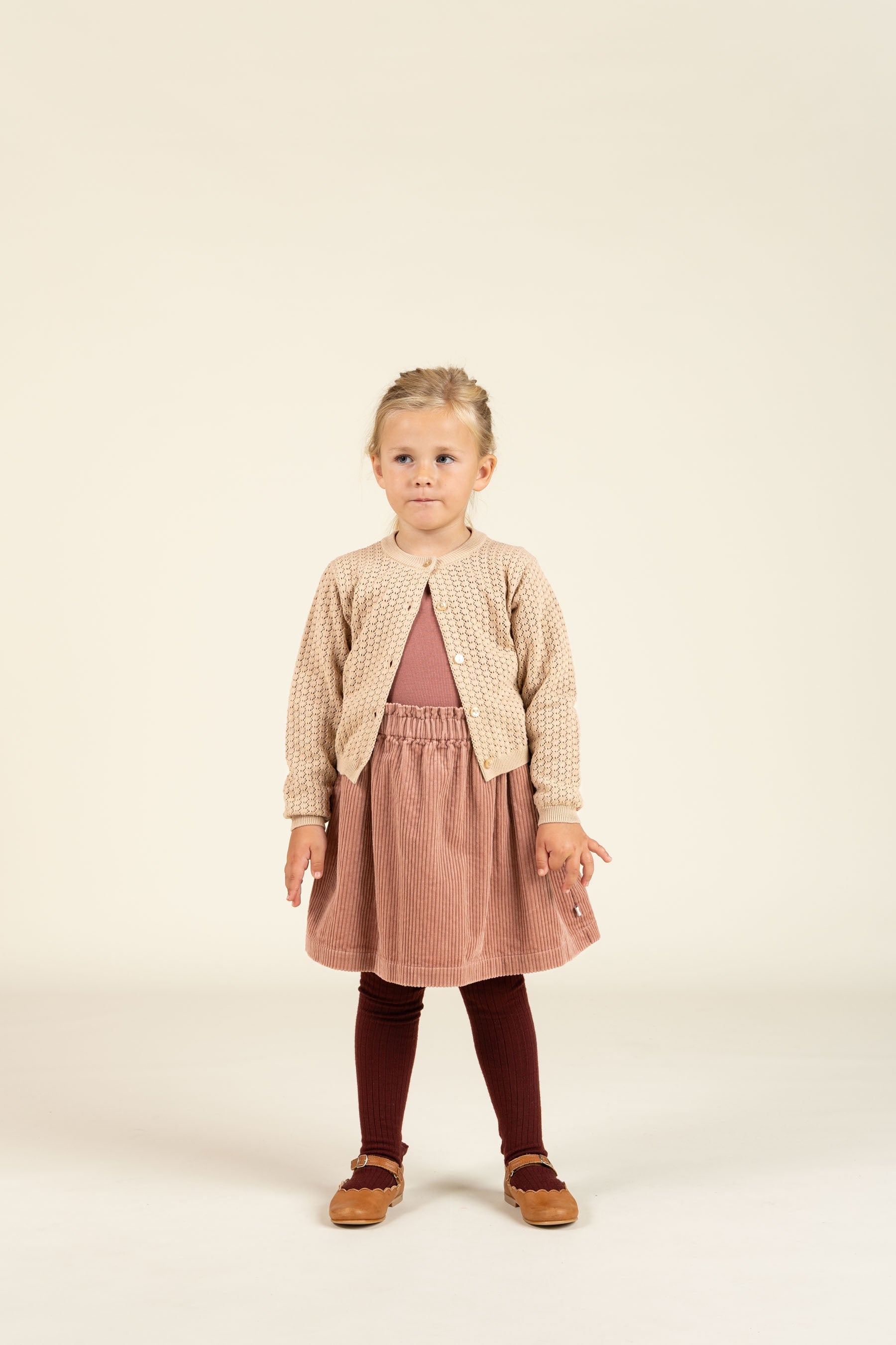 Baumwoll-Pointelle-Strickjacke - Kids - Caffe Latte | 100683 Esme