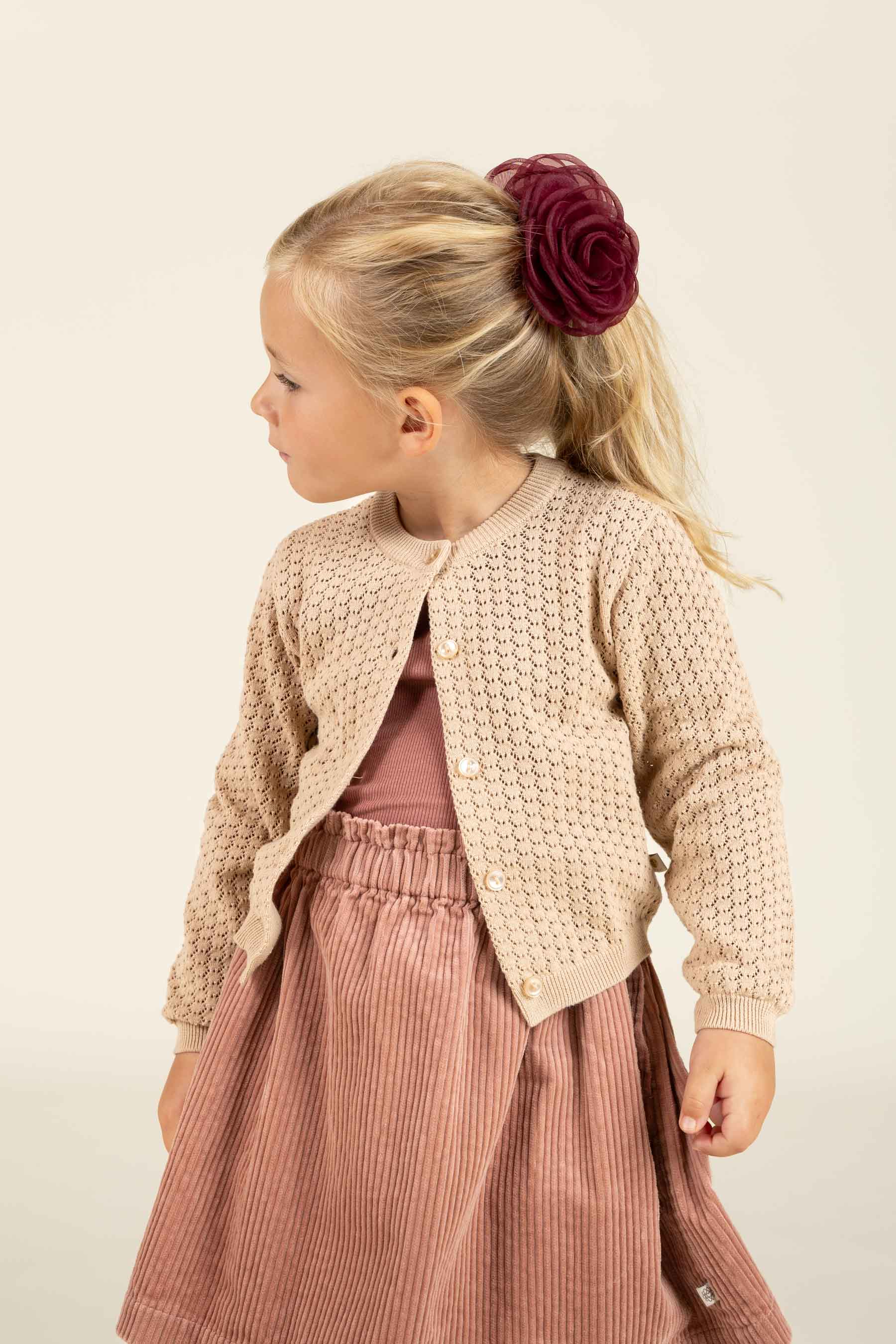 Baumwoll-Pointelle-Strickjacke - Kids - Caffe Latte | 100683 Esme