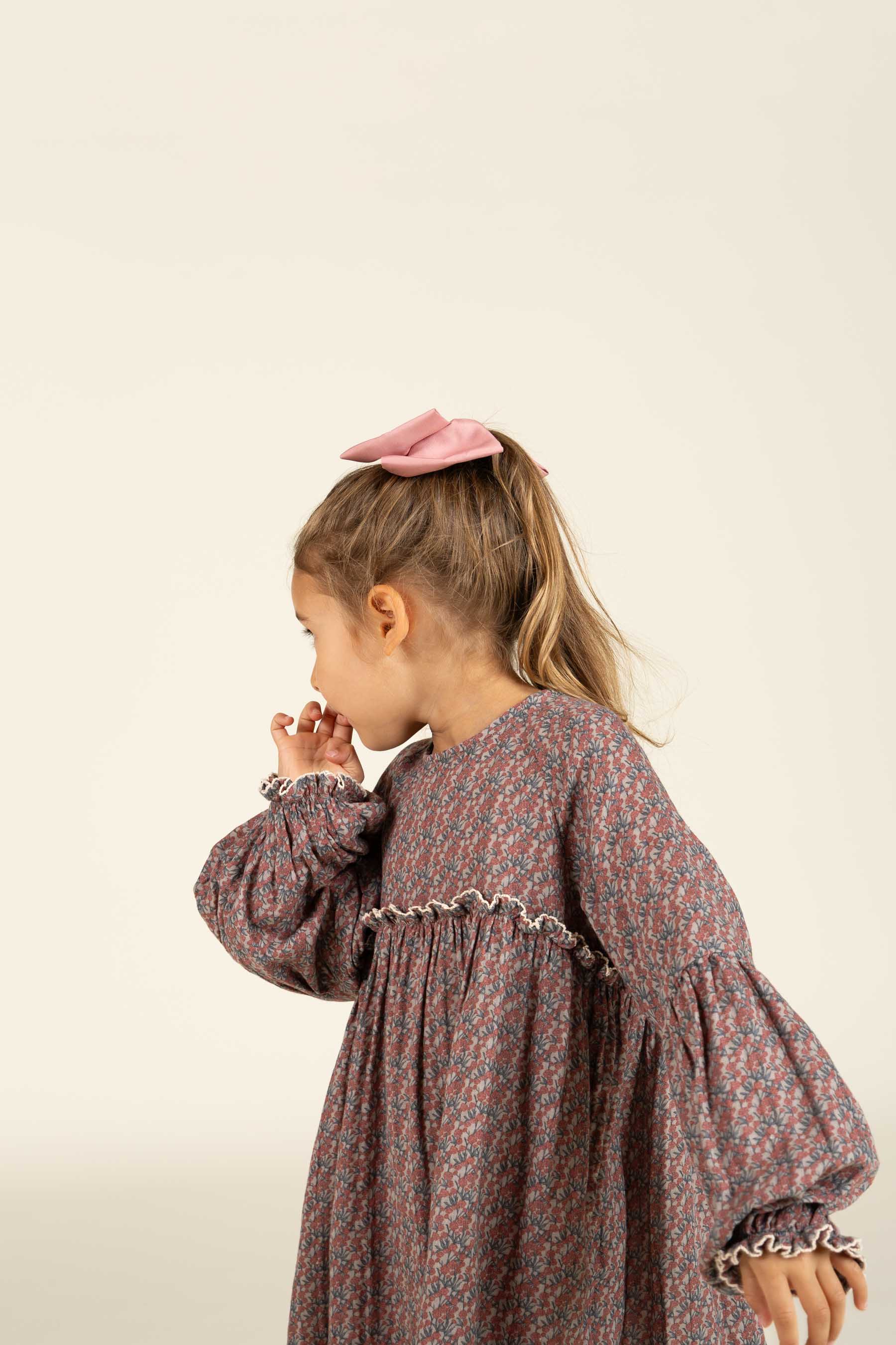 Bedrucktes Kleid aus doppelter Gaze - Kids - Rose / Green | 100728 Maggie