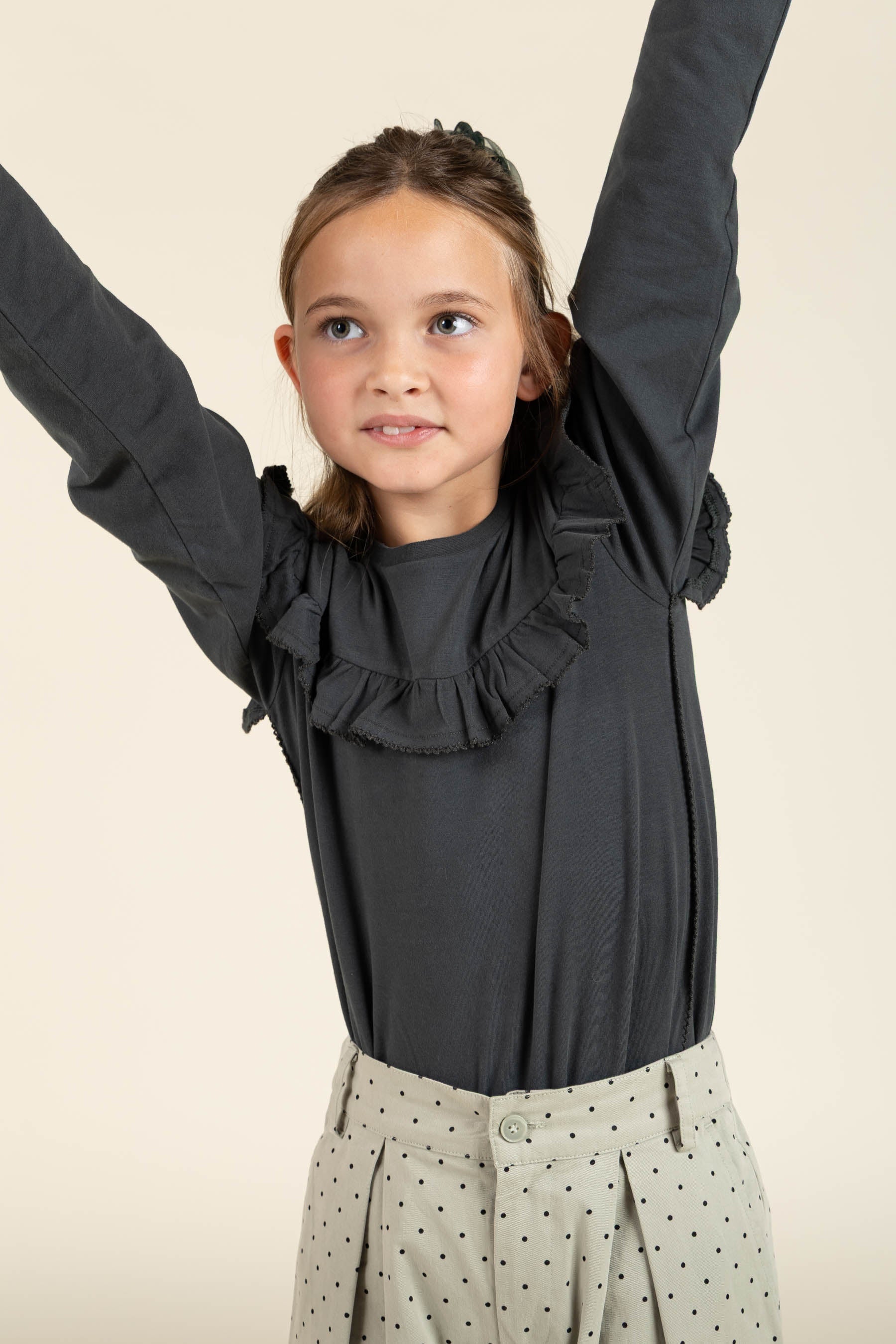 Rüschen-Jersey-Bluse - Tween - Forrest Green | 100867 Talia
