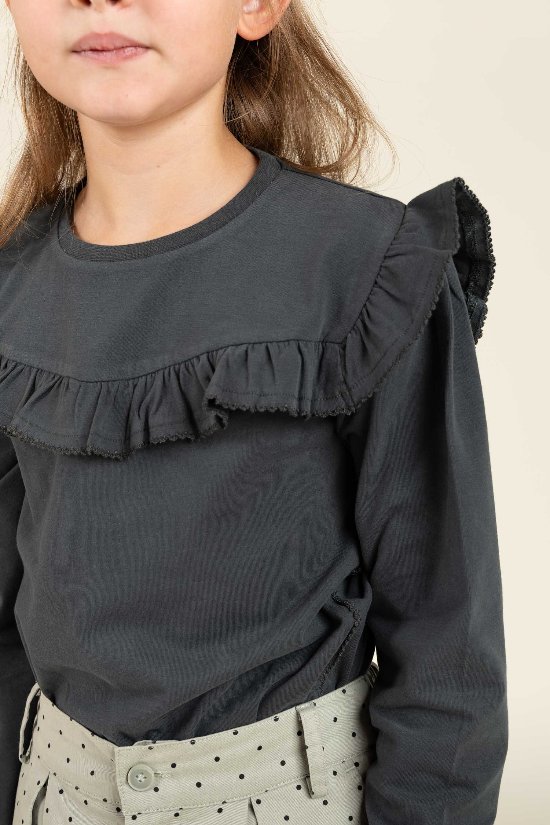 Rüschen-Jersey-Bluse - Tween - Forrest Green | 100867 Talia
