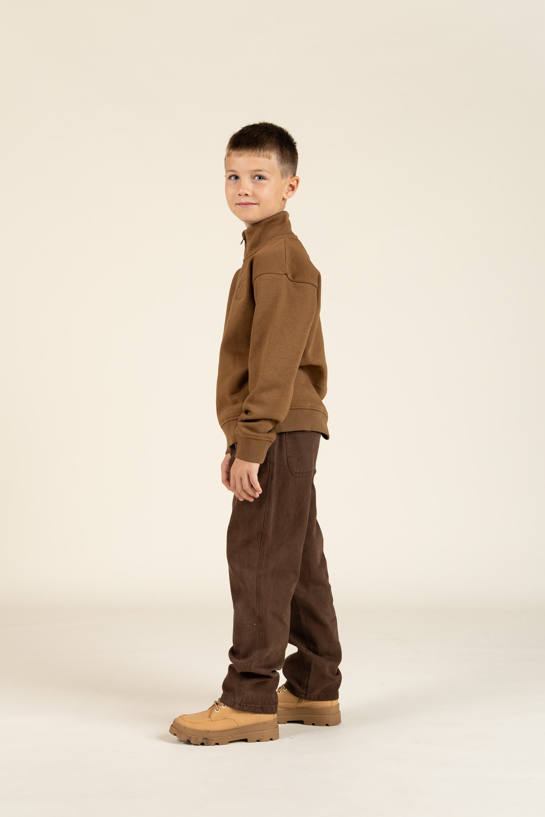Sweatshirt mit halbem Reißverschluss - Tween - Coffee | 100809 Tristan