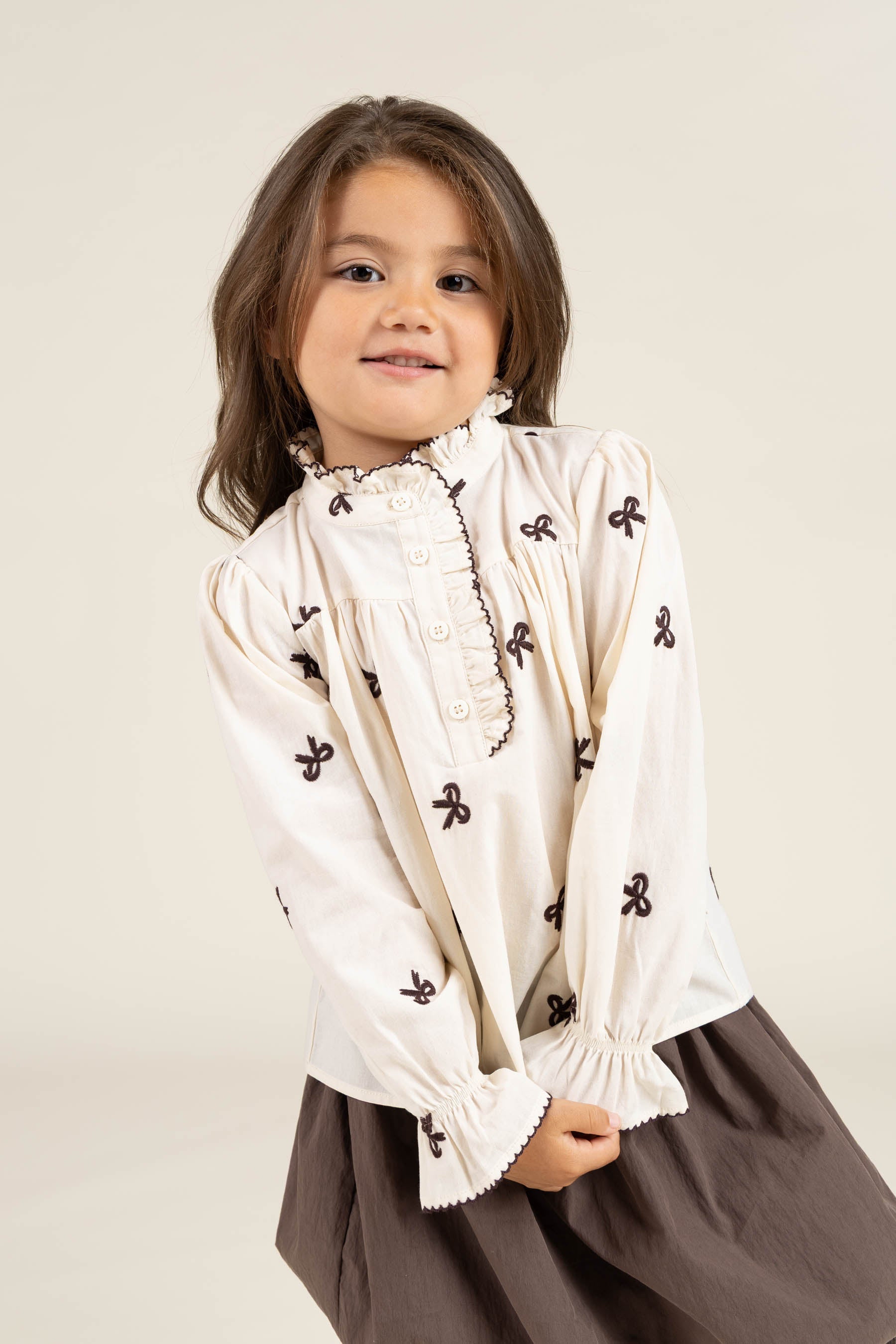 Popeline-Bluse mit Stickerei - Kids - Off White | 100673 Adison