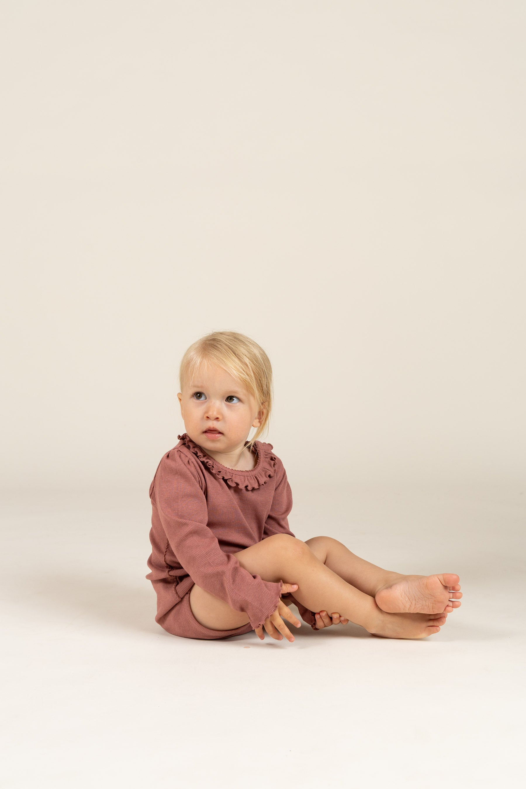 Langärmeliger Body aus Modalripp mit Picot-Rand - Kids - Old Rose | 100575 Mia
