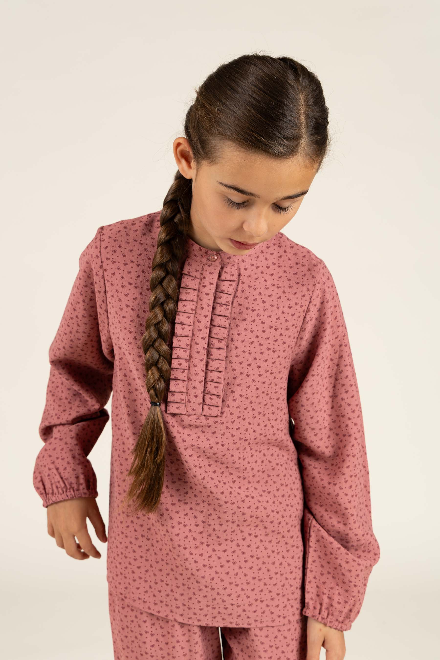 Bedruckte Hemdbluse aus Krepp-Viskose - Tween - Rose | 100657 Ana