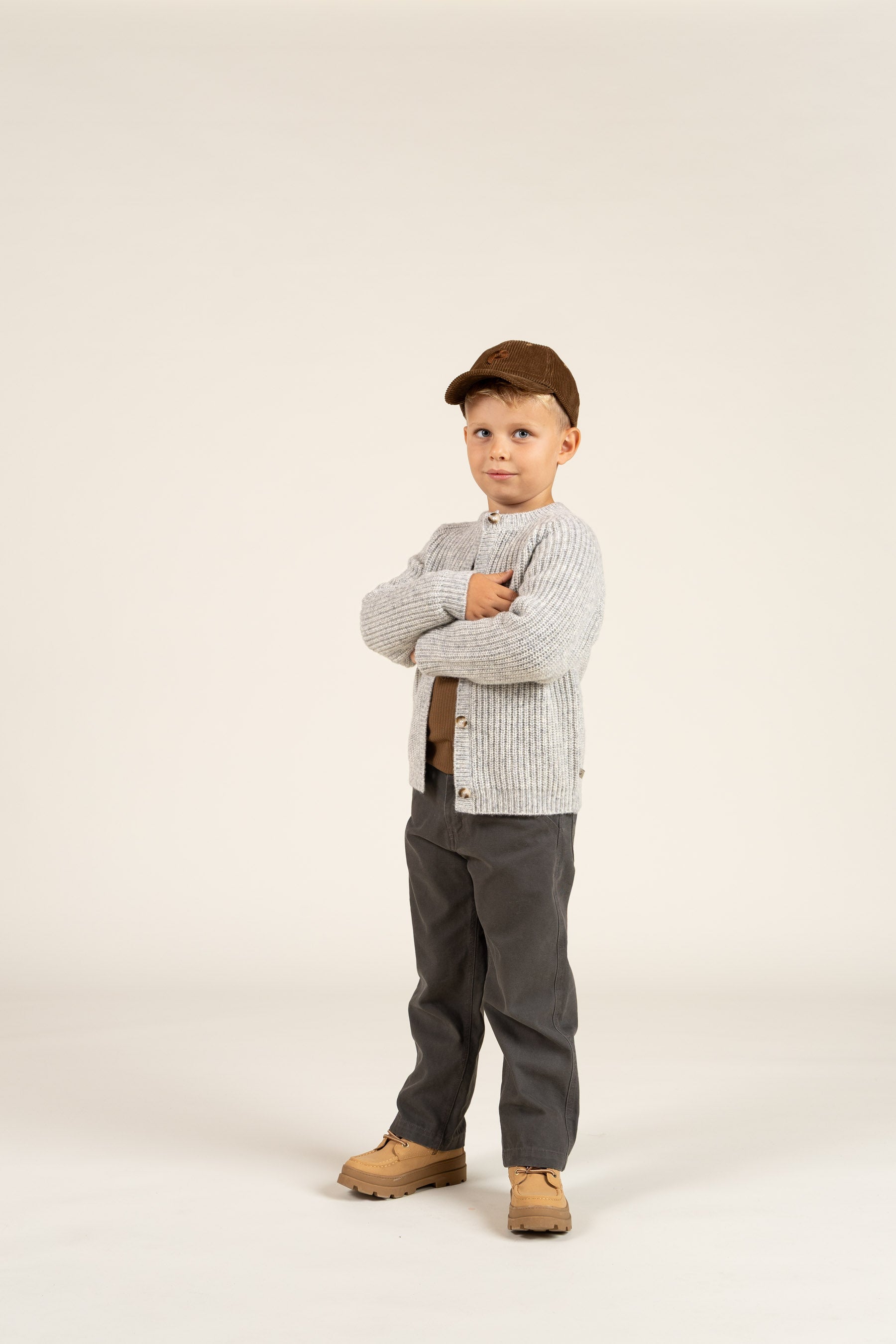unisex Strickjacke in Wollmischung - Kids - Grey Melange | 100746 Cork