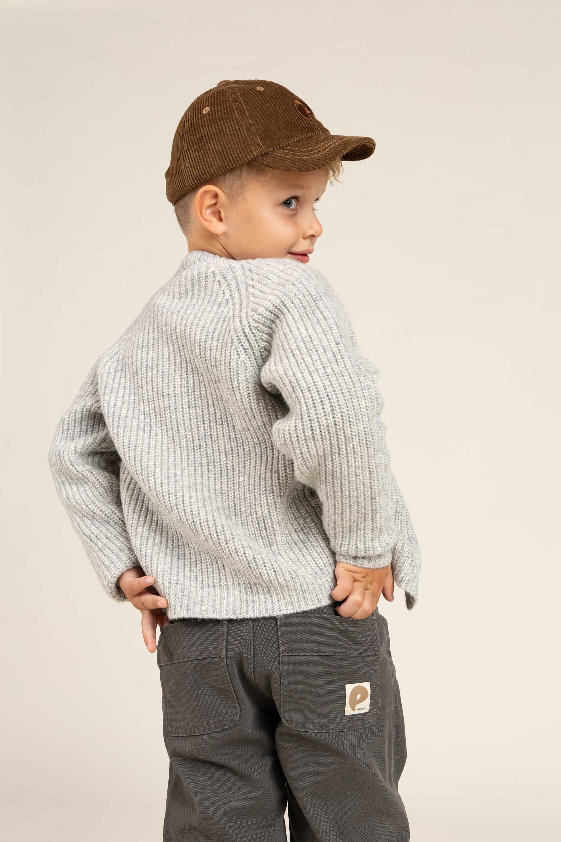 unisex Strickjacke in Wollmischung - Kids - Grey Melange | 100746 Cork