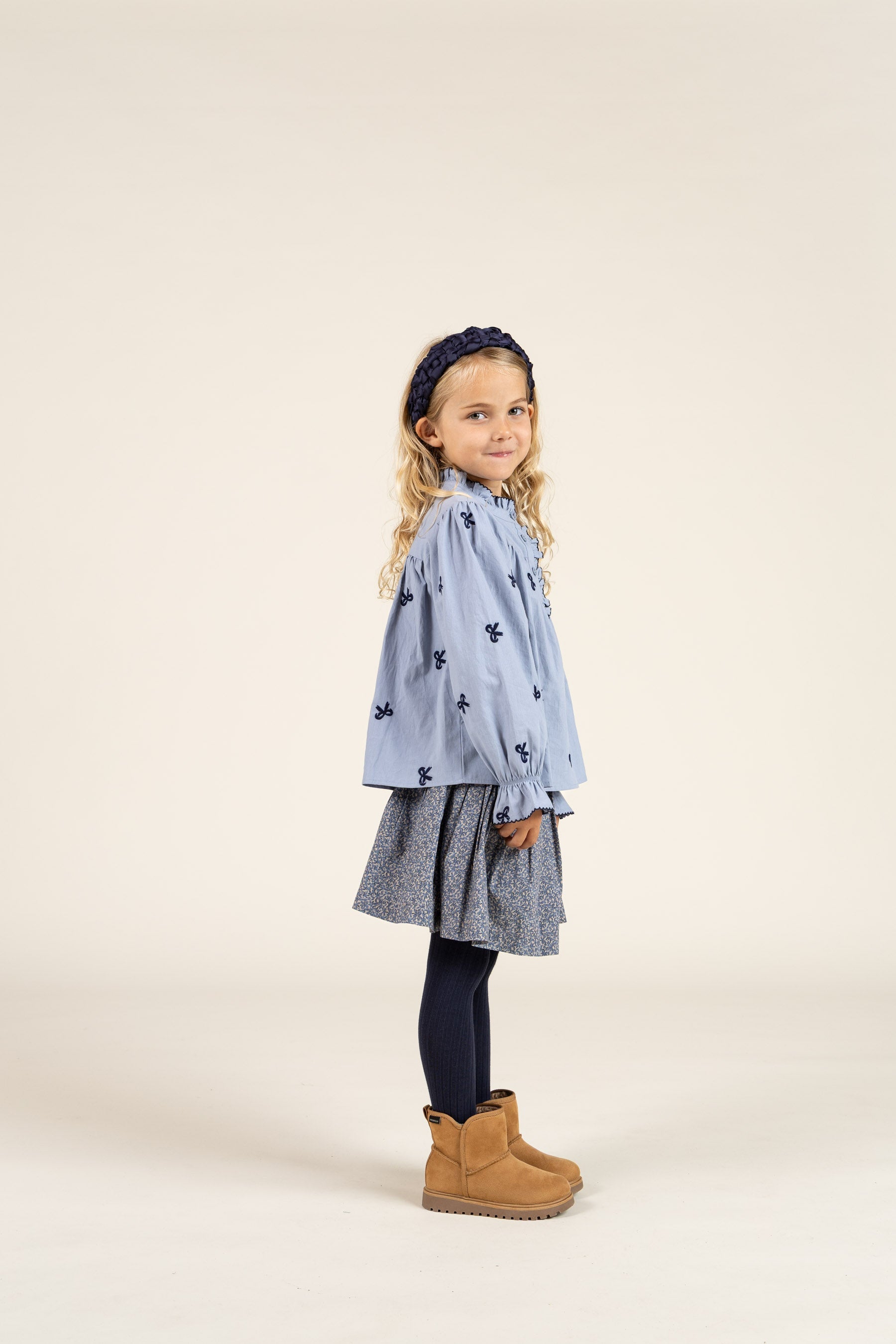 Popeline-Bluse mit Stickerei - Kids - Blue | 100675 Adison