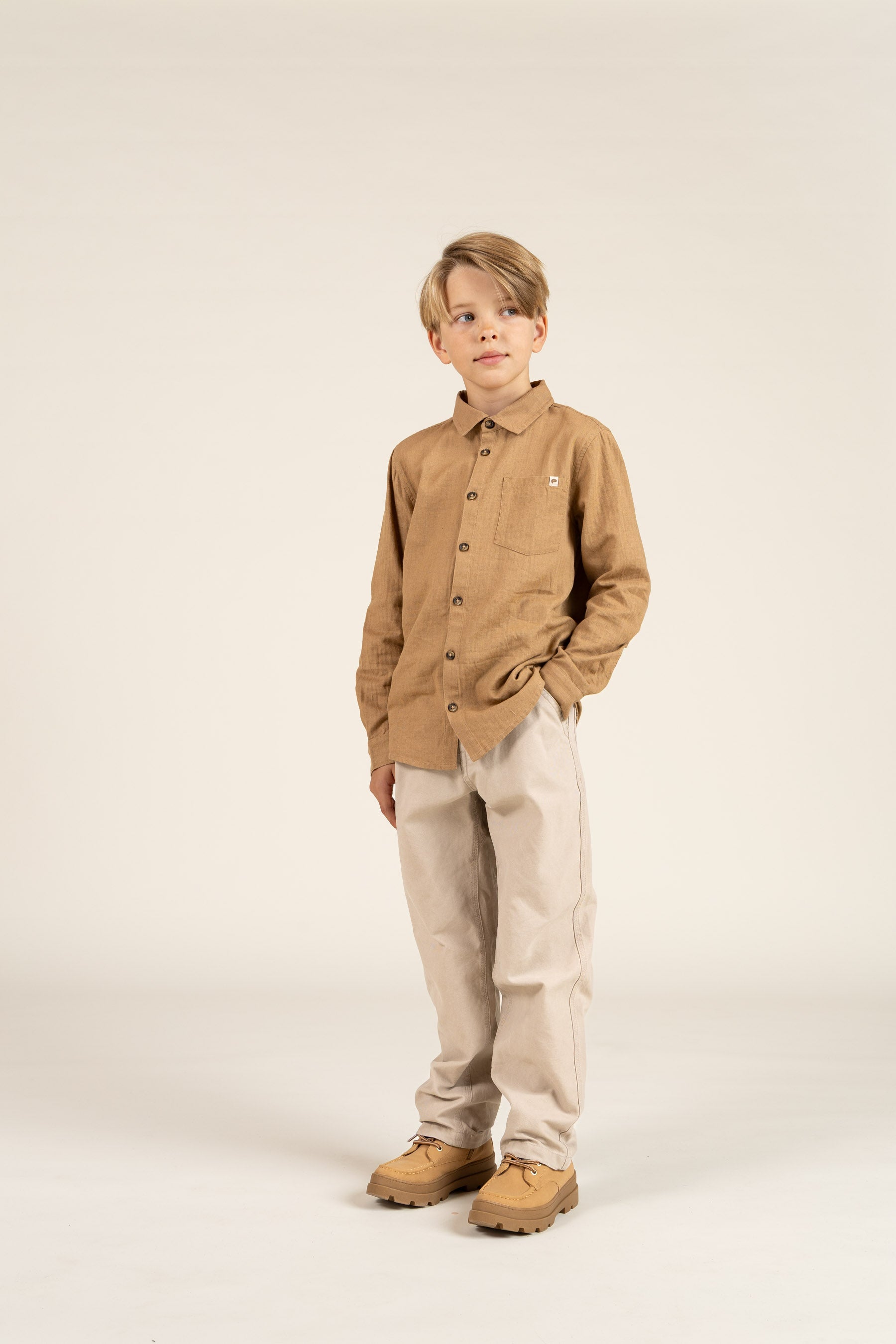 Hemd aus gewebter Baumwolle - Tween - Light Brown | 100804 Edward