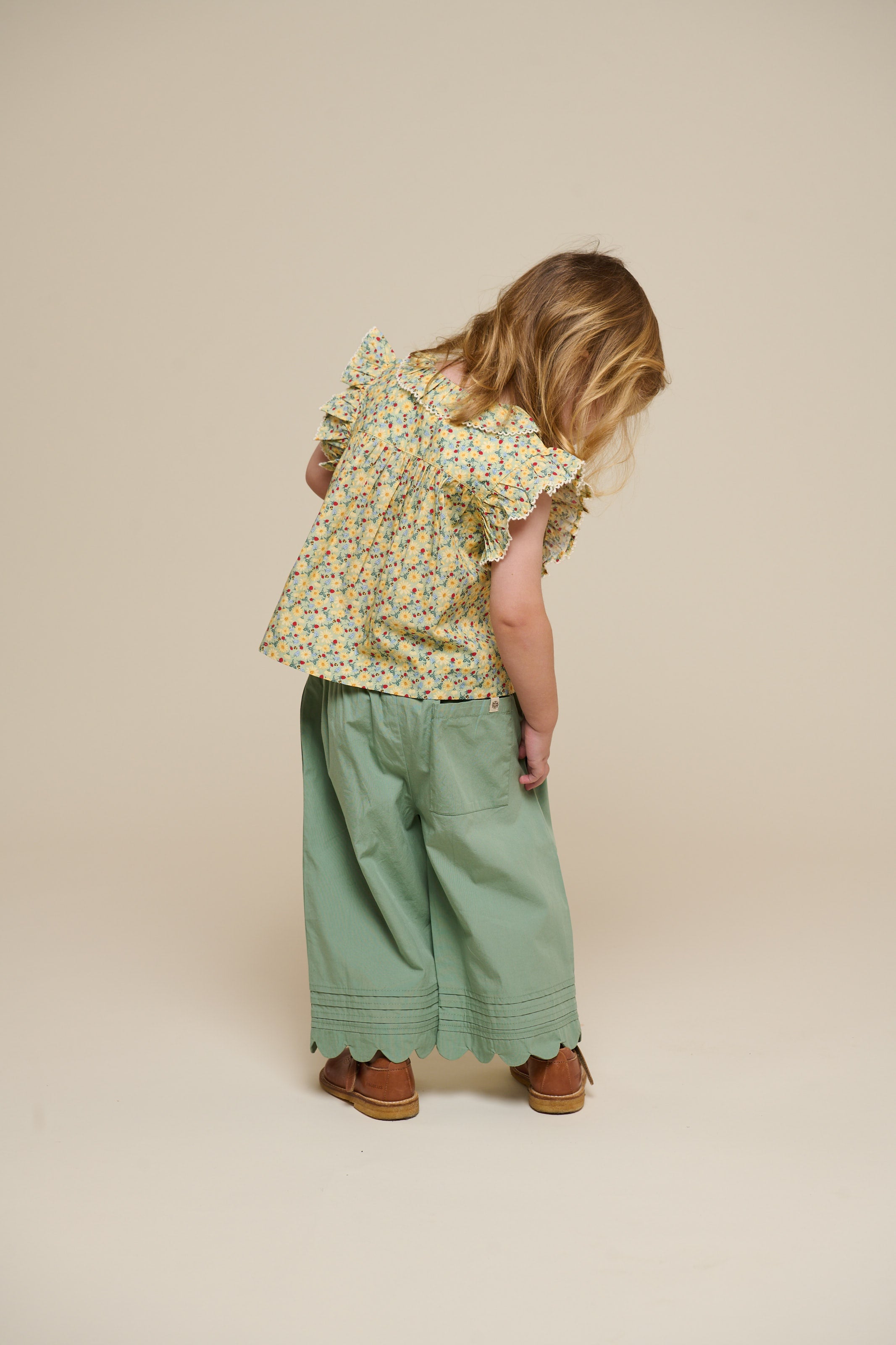 Poplin-Top mit Blumenmuster und Rüsche - Kids - Green | 100950 Poppy