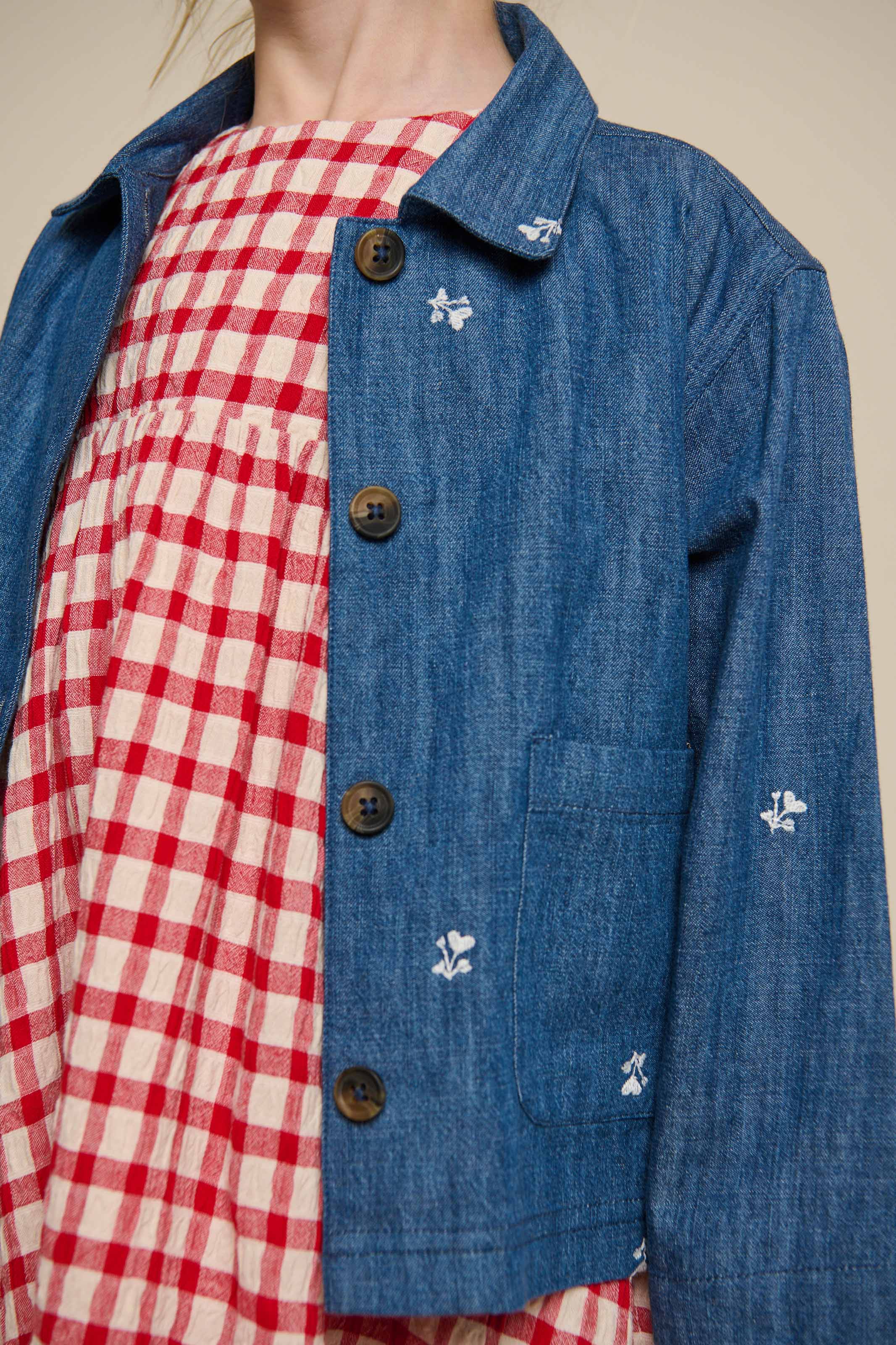 Bestickte Leichte Denim-Hemdenjacke - Kids - Blue Denim | 101051 Isabella